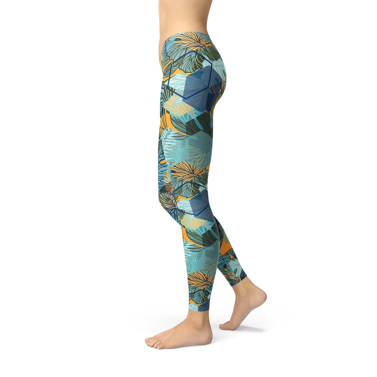 Vibrant Floral Hexagon Women's Workout Leggings