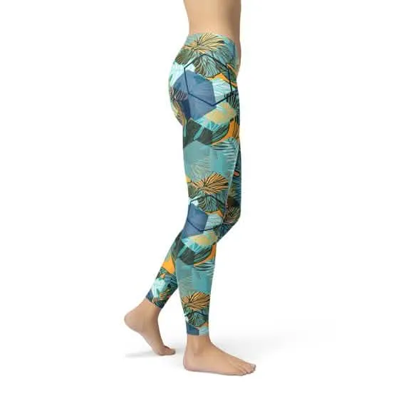 Vibrant Floral Hexagon Women's Workout Leggings