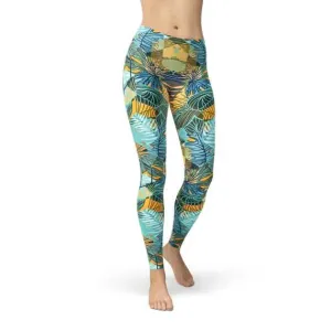 Vibrant Floral Hexagon Women's Workout Leggings