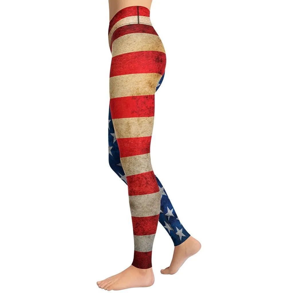 Vintage American Flag Yoga Leggings