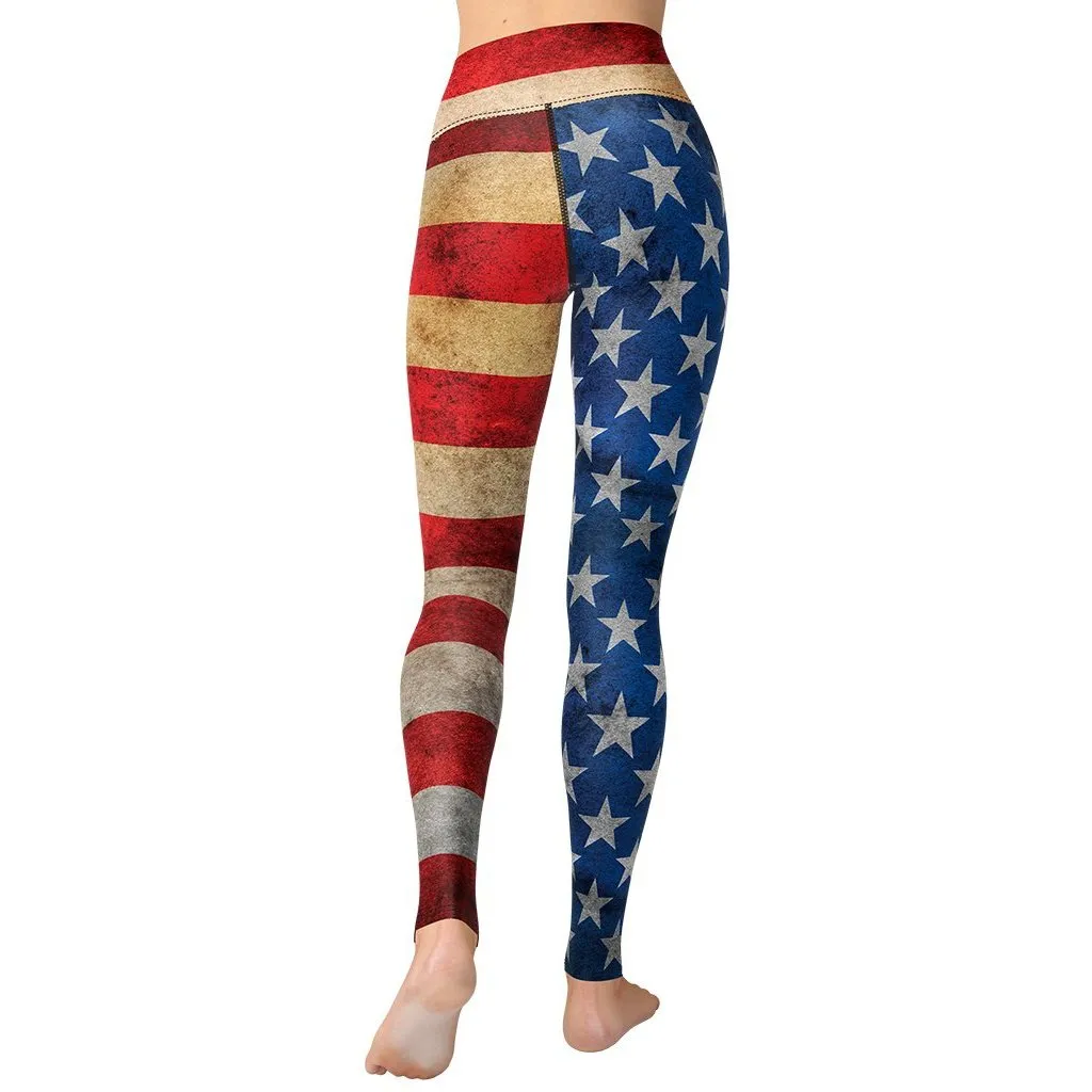 Vintage American Flag Yoga Leggings