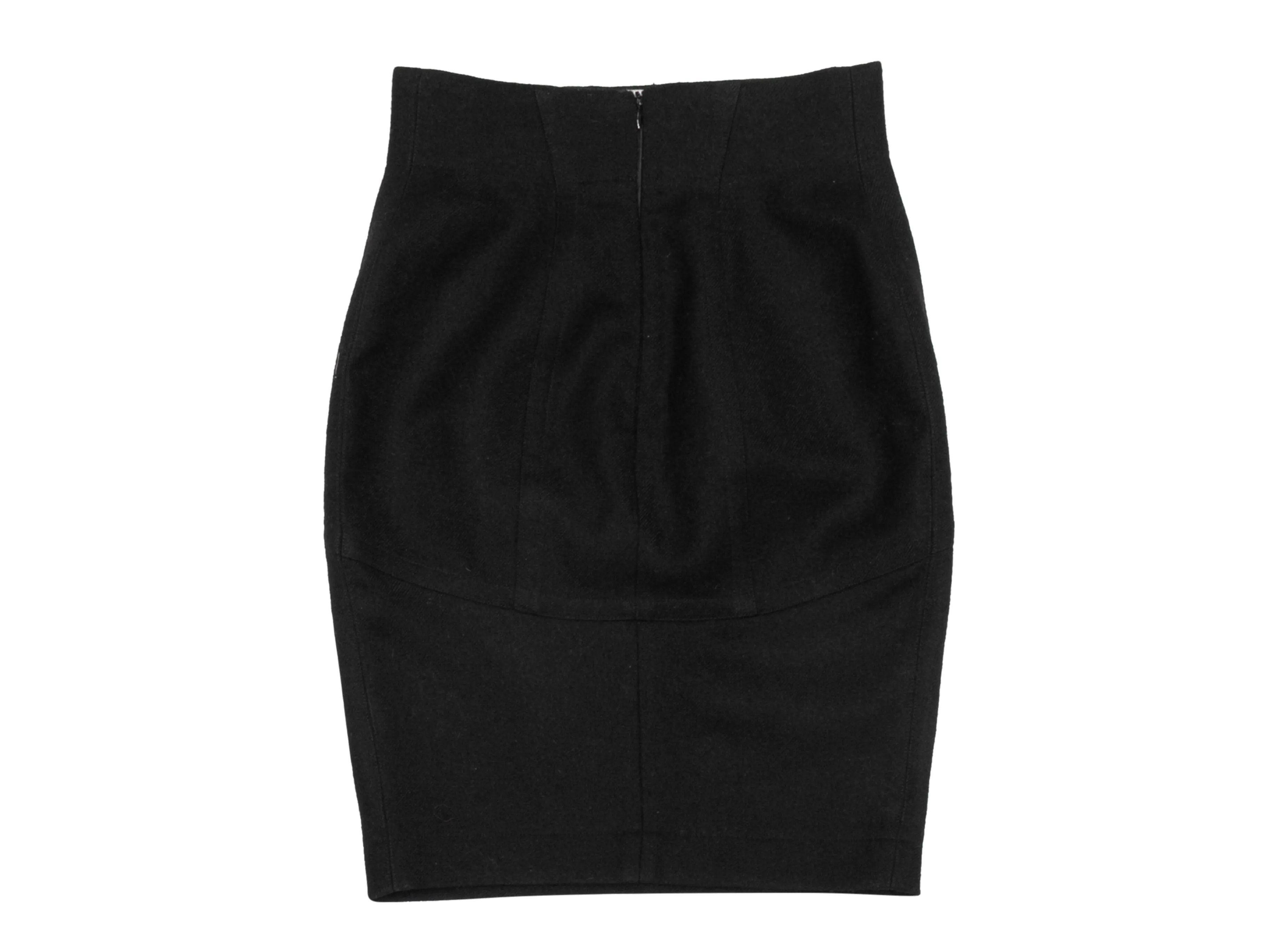 Vintage Black Alaia Wool Pencil Skirt Size US XS/S