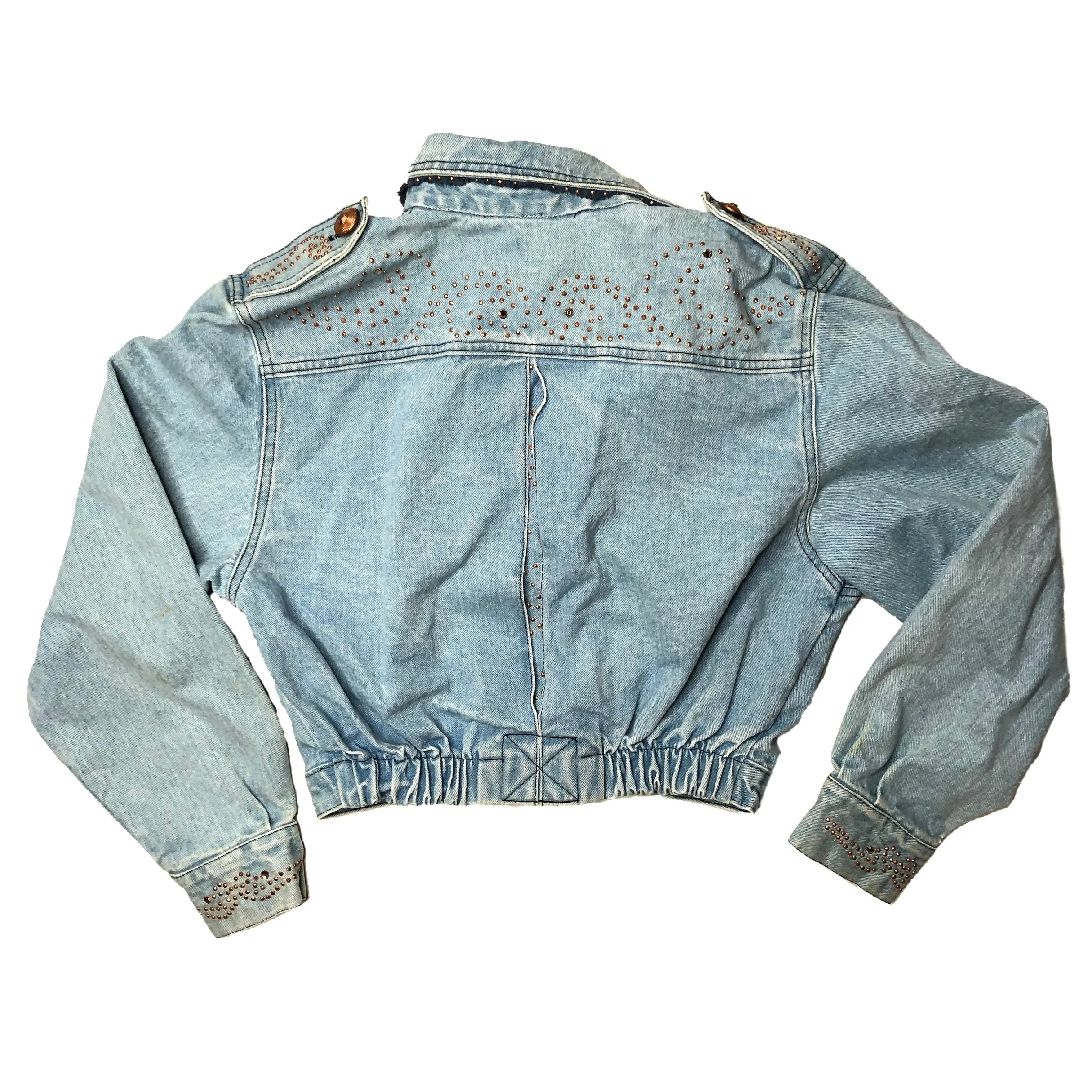 VINTAGE CROPPED BEDAZZLED DENIM JACKET