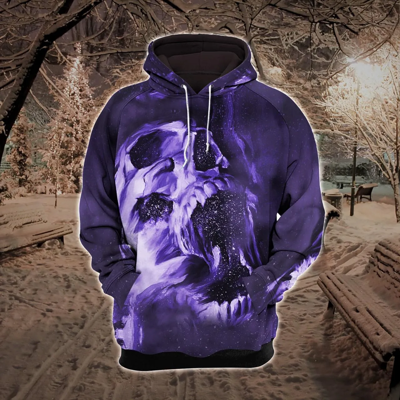 Violet Galaxy Skull Art Work Combo Hoodie and Leggings