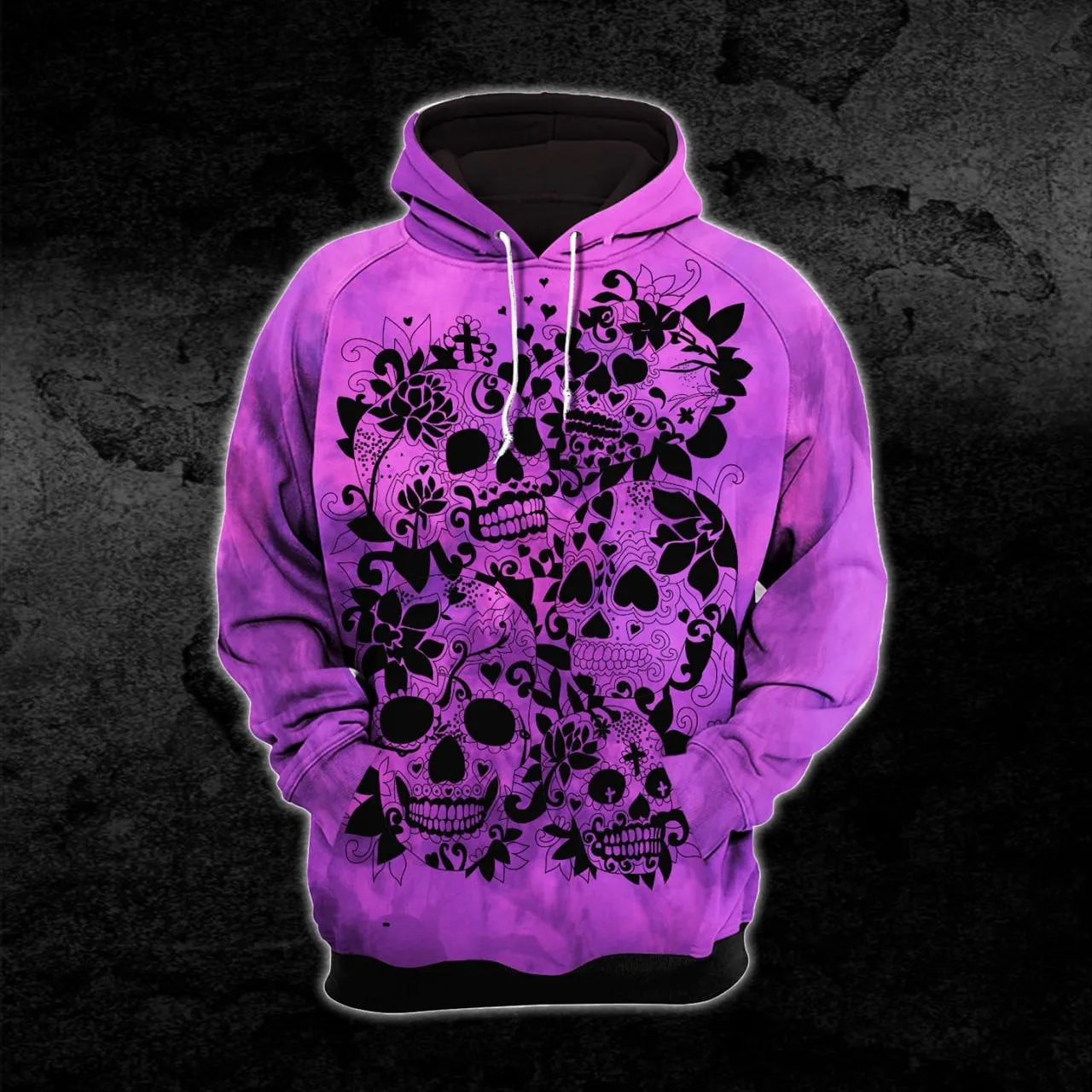 Violet Pink Gothic Skull Combo Hoodie and Leggings