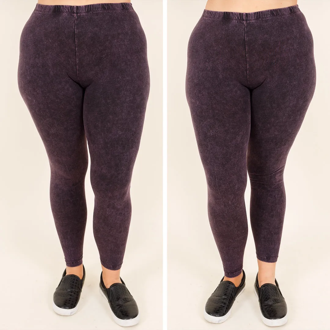 Well Worth It Mineral Wash Leggings, Blackberry