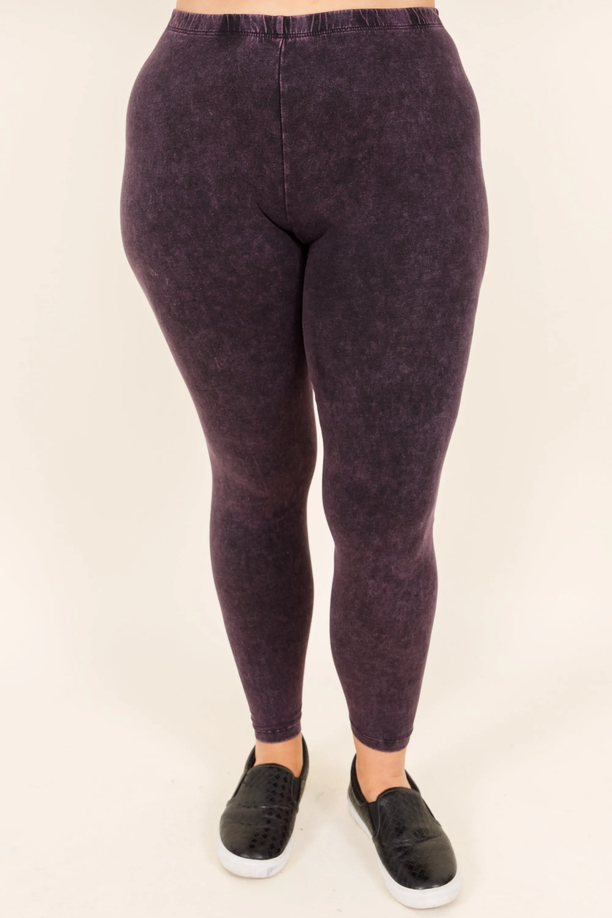 Well Worth It Mineral Wash Leggings, Blackberry