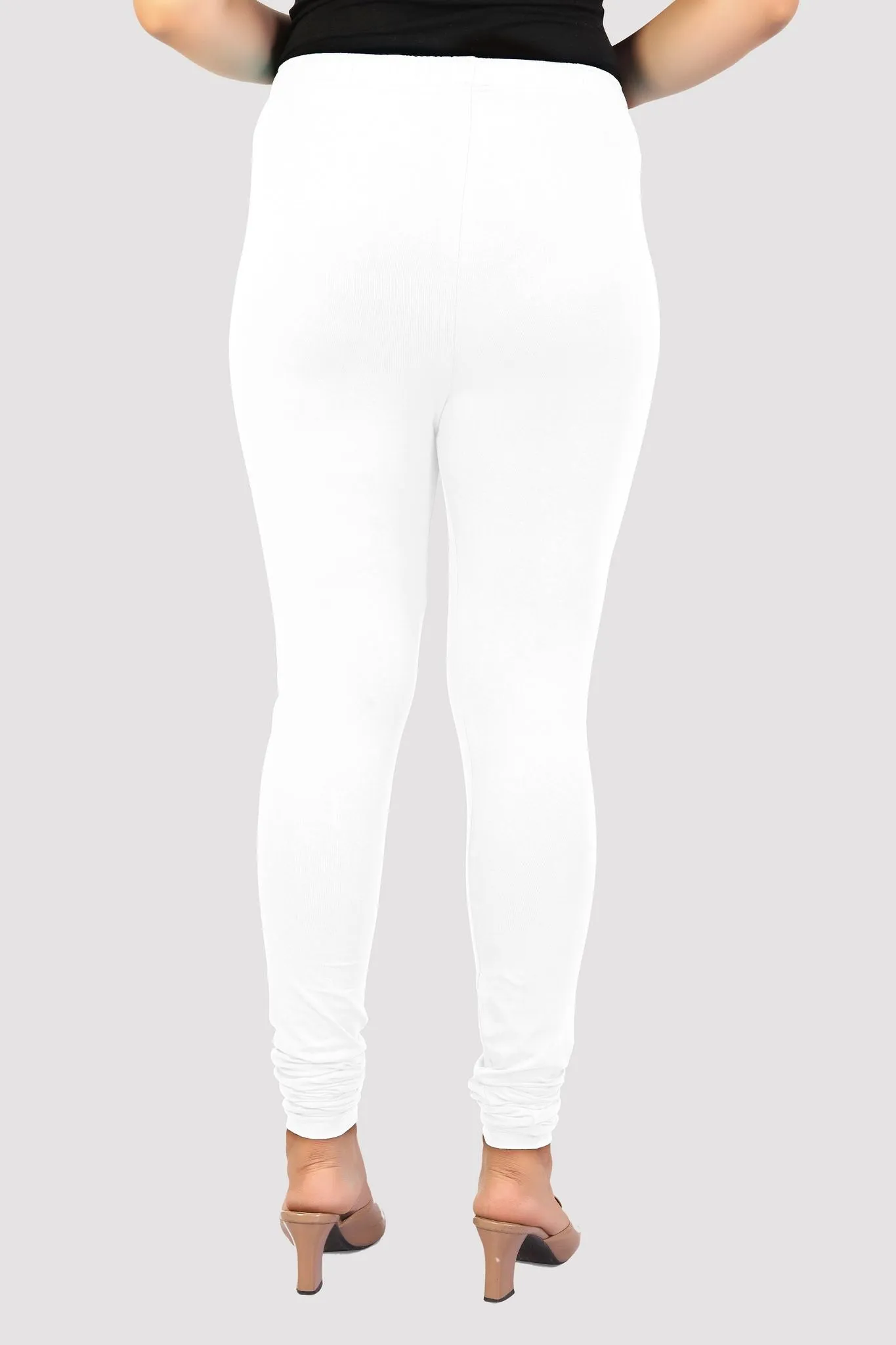 White Cotton Lycra Ankle Length Legging