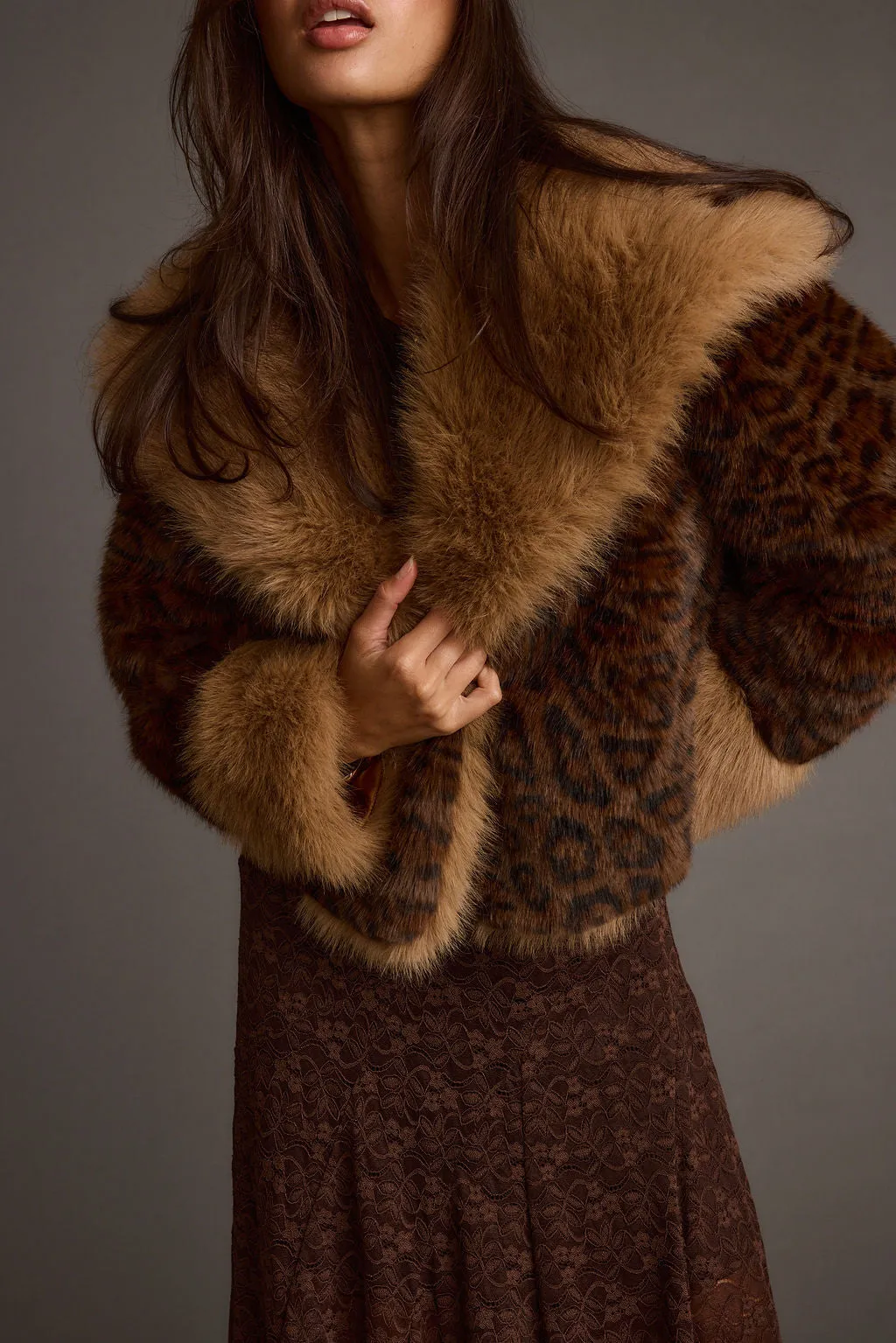 Wild Heart Leopard Faux Fur Cropped Jacket