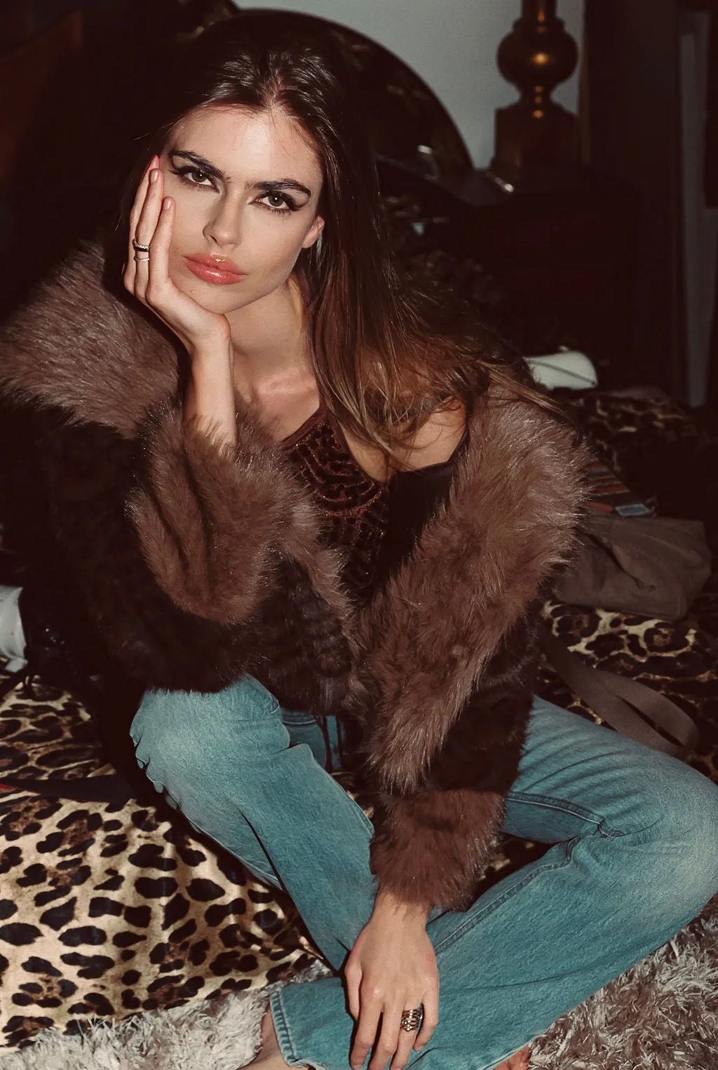 Wild Heart Leopard Faux Fur Cropped Jacket