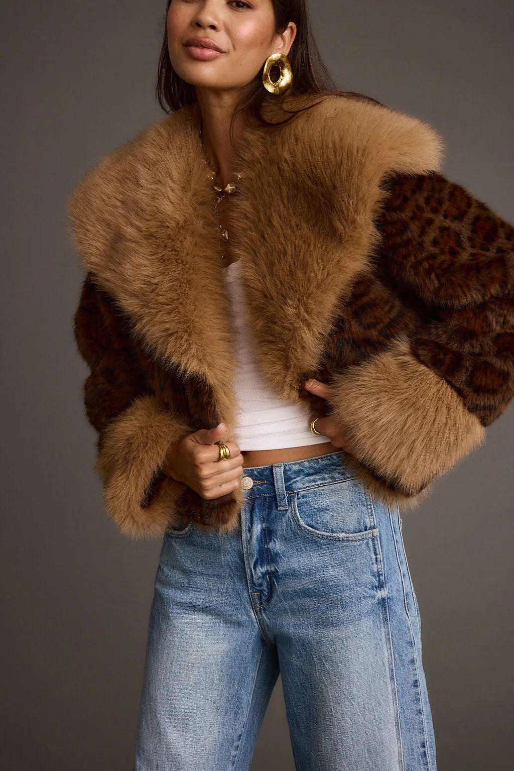 Wild Heart Leopard Faux Fur Cropped Jacket