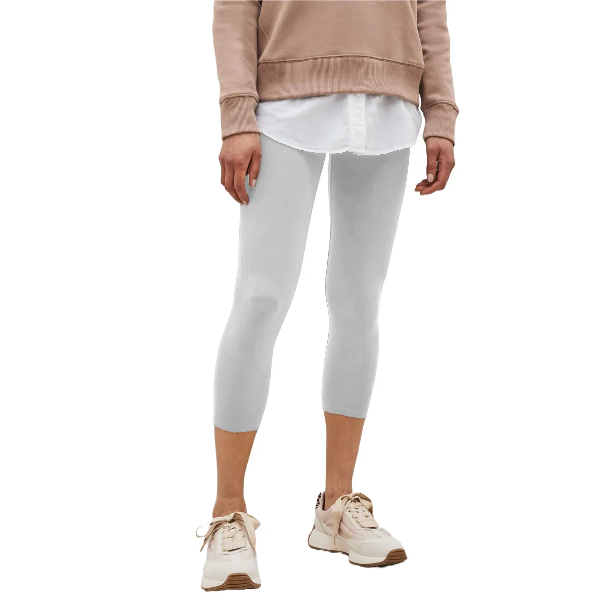 Women Basic Cotton Cropped Length Leggings