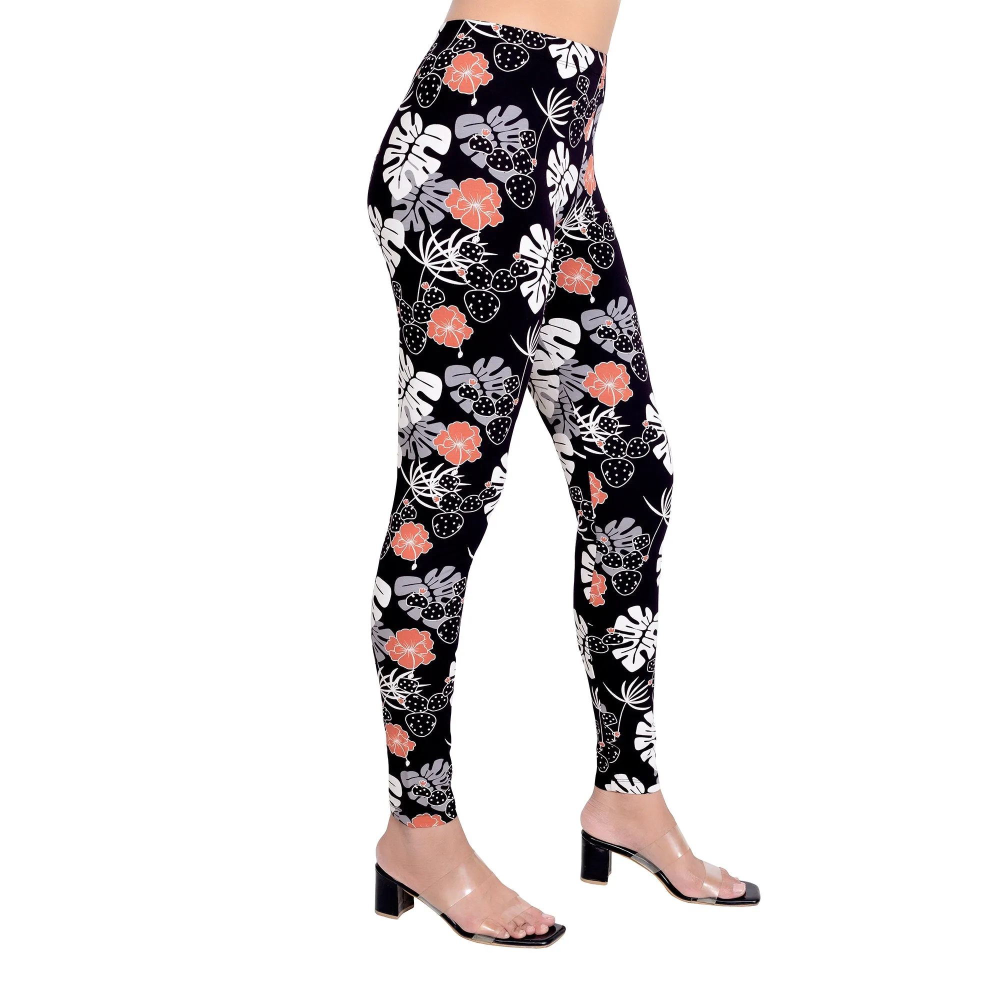 Women Black Printed Stretchable Legging