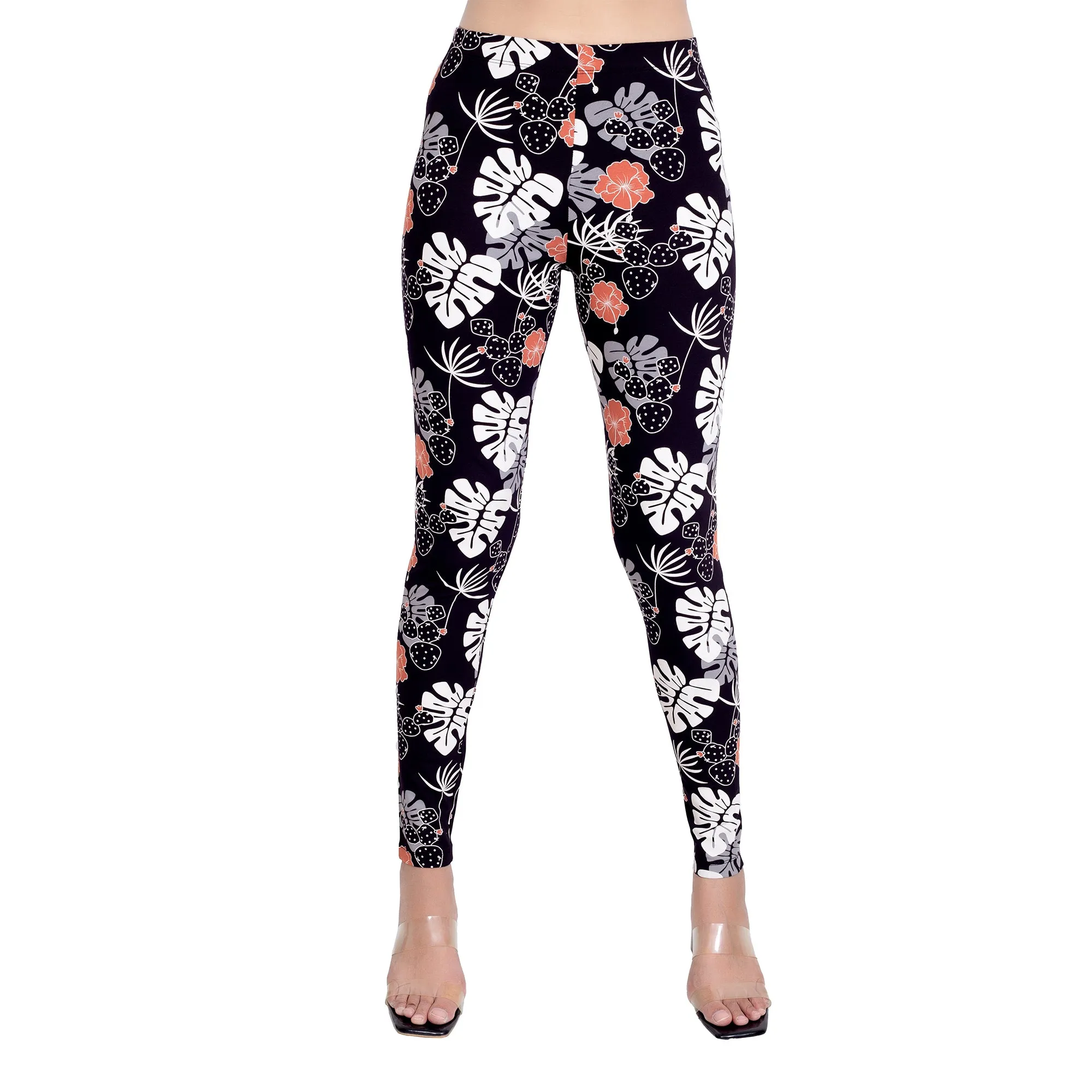 Women Black Printed Stretchable Legging