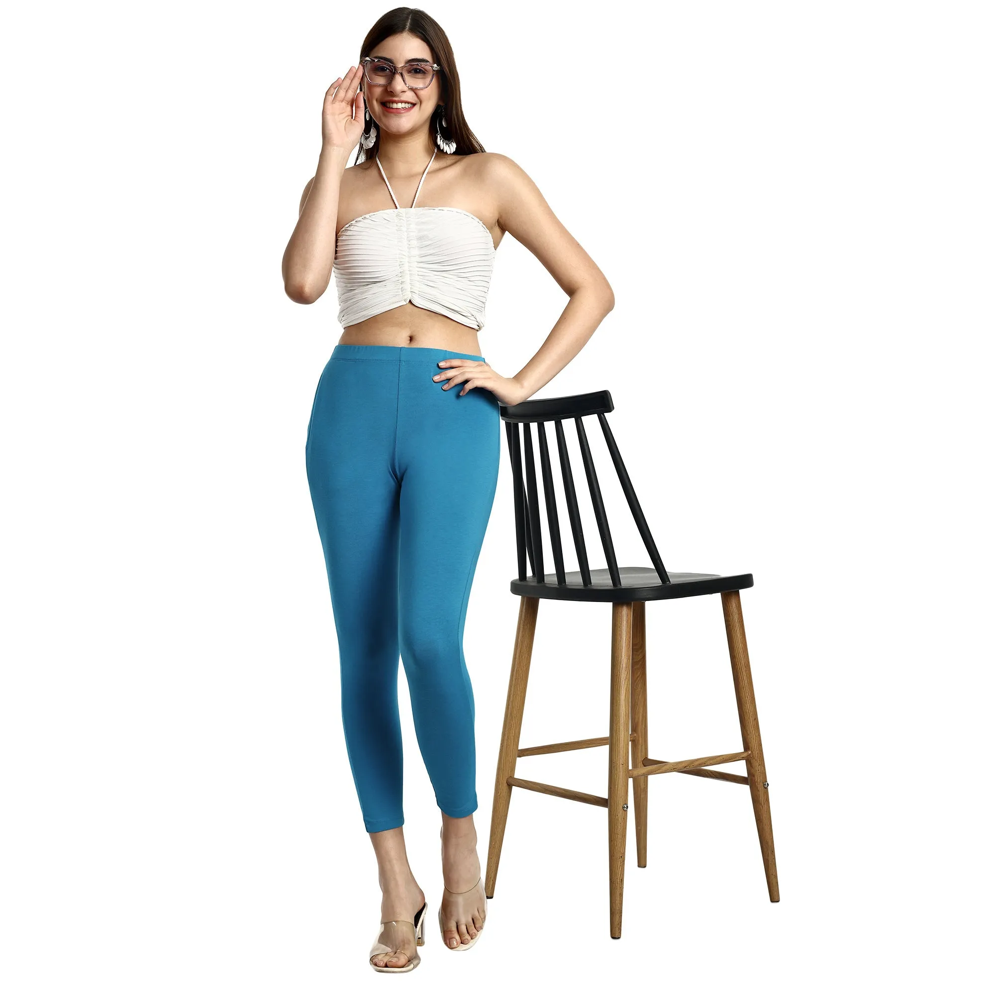 Women Blue Ankle Length Legging