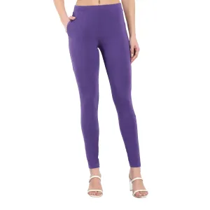 Women Dark Purple Regular Legging