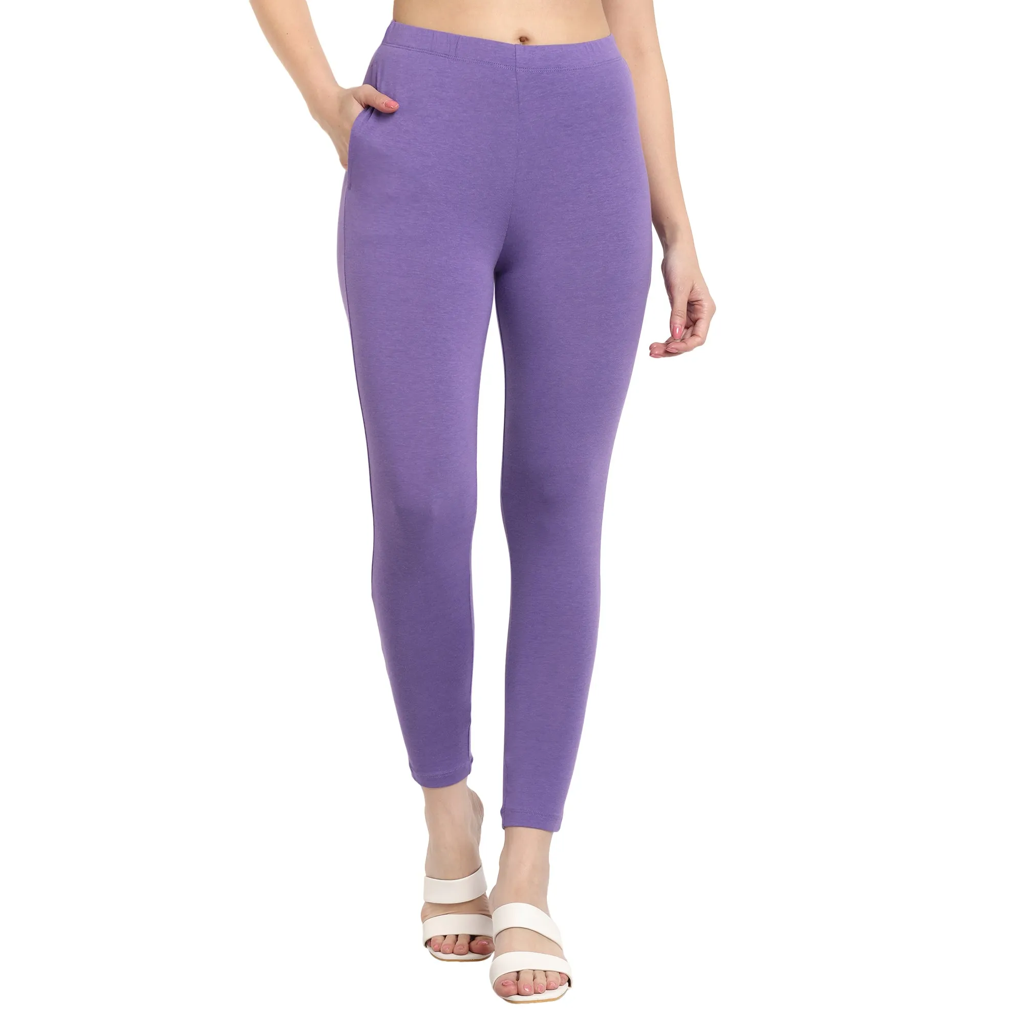 Women Light Lavender Ankle Length Legging