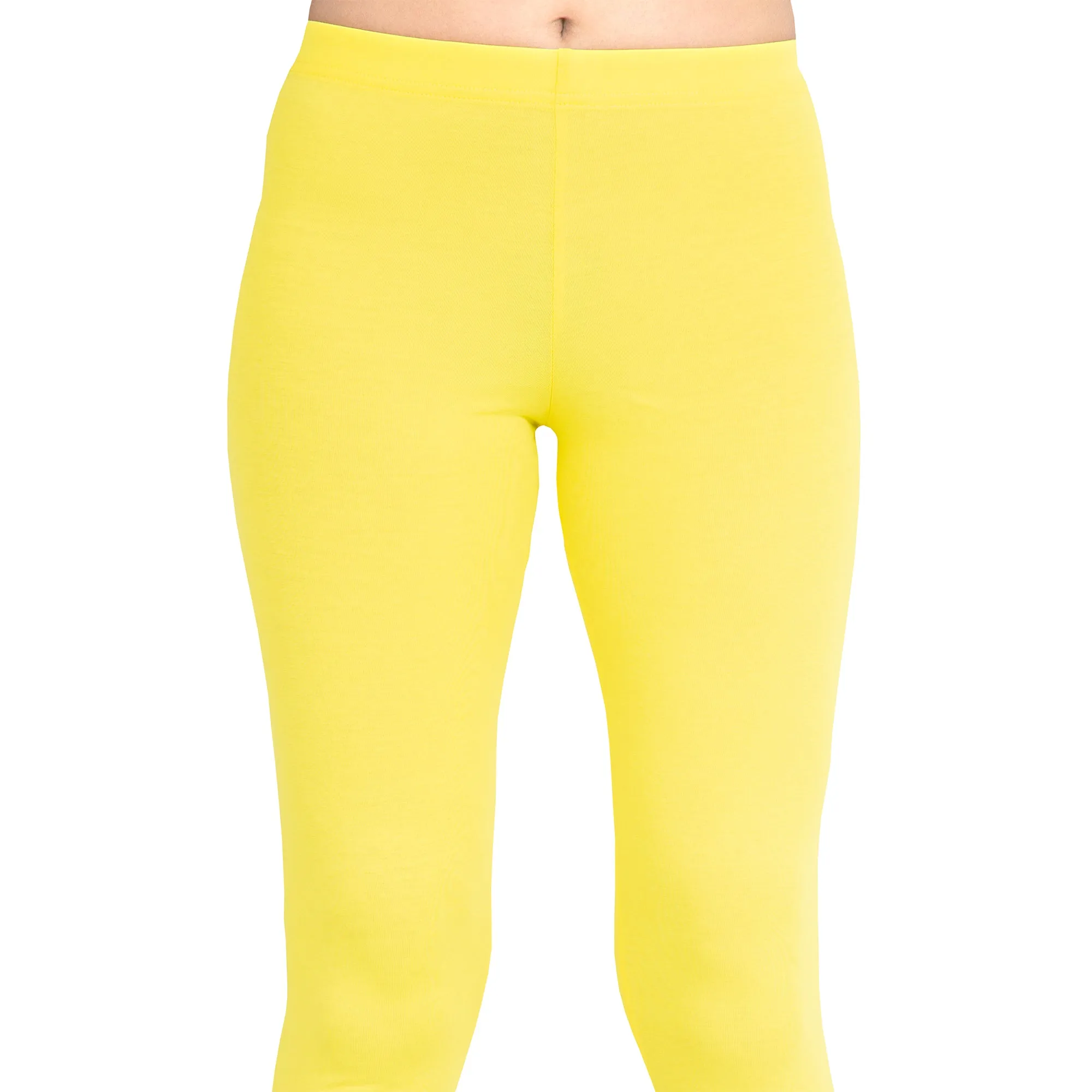 Women Pop Yellow Breathable Long Length Legging