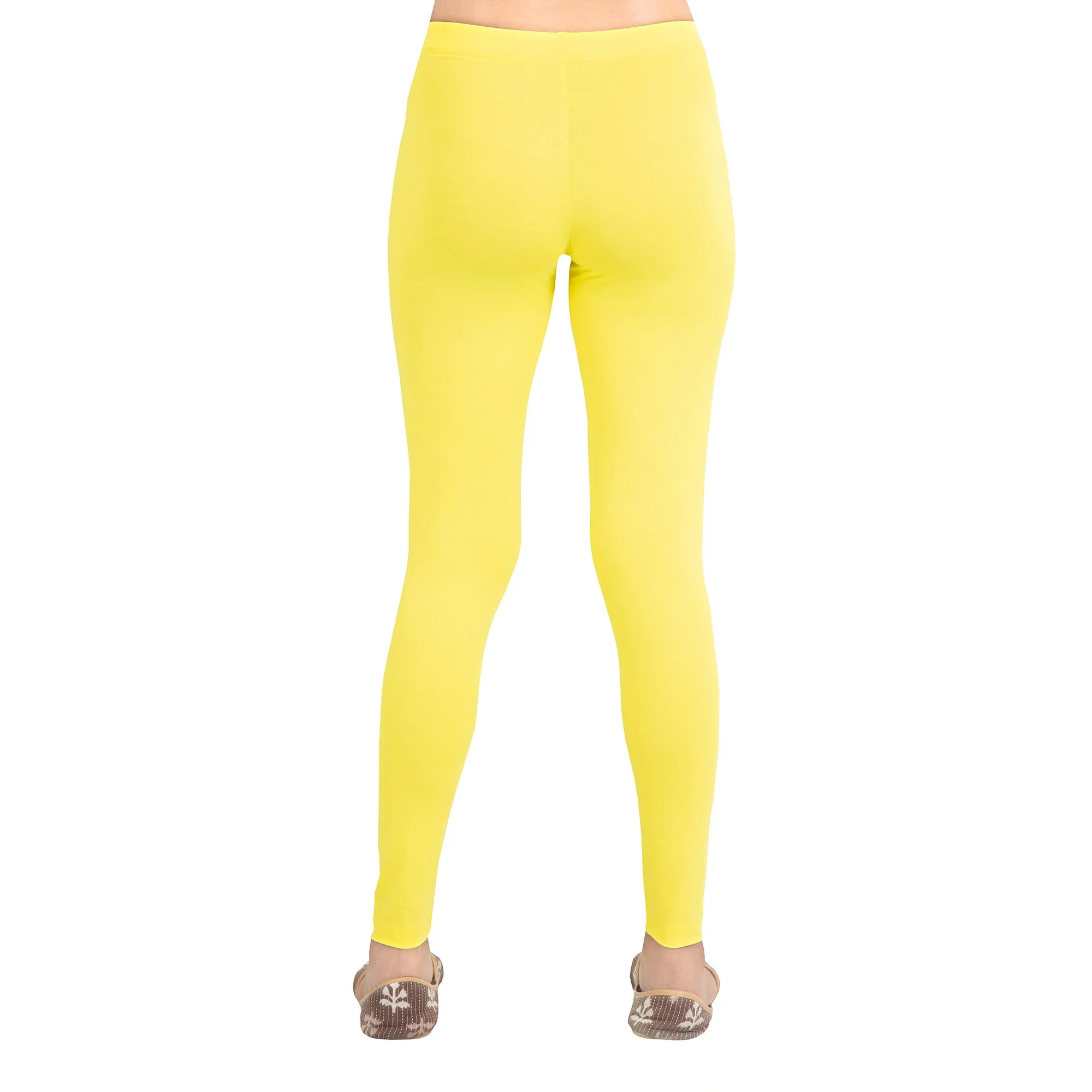 Women Pop Yellow Breathable Long Length Legging