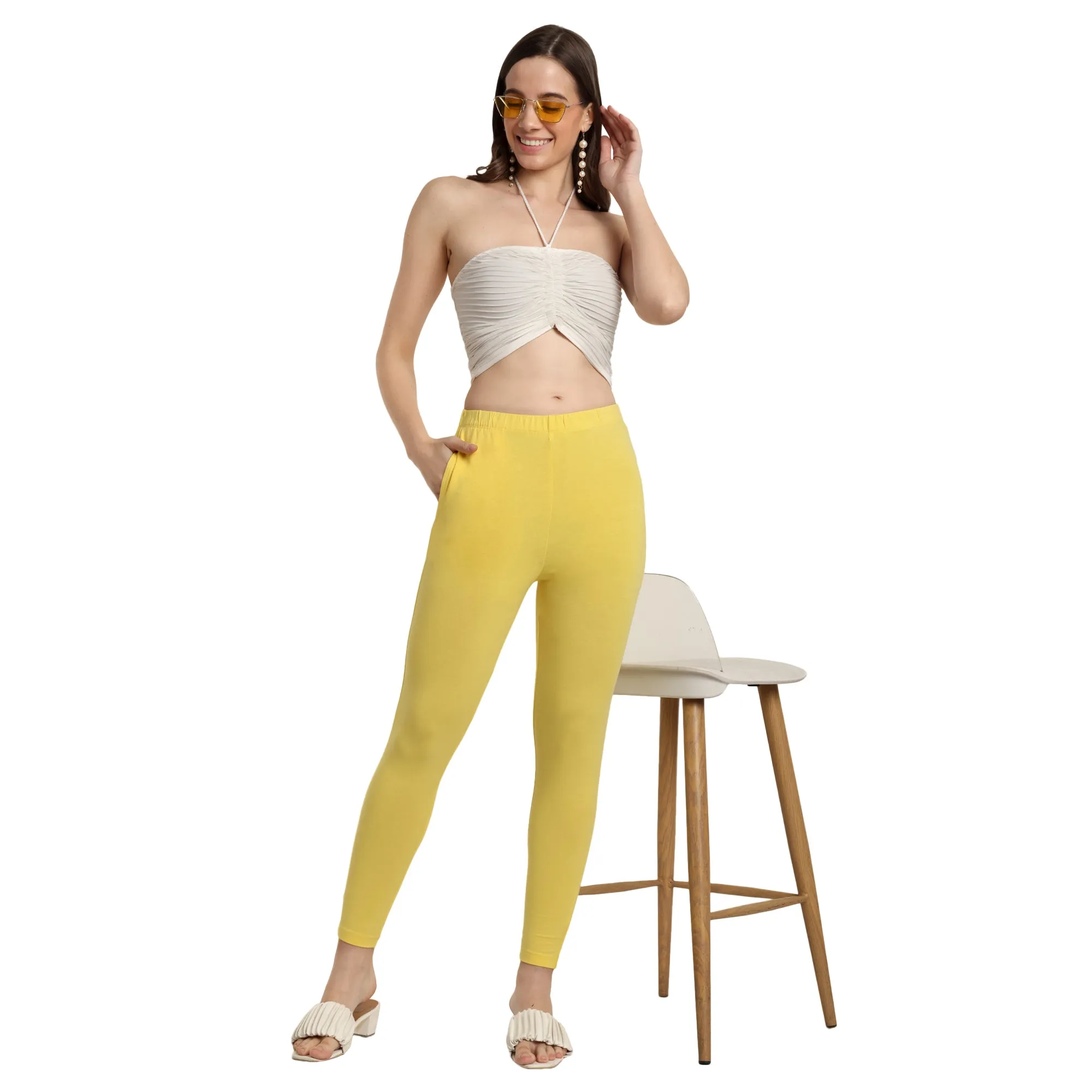 Women Sun Flower Ankle Length Legging