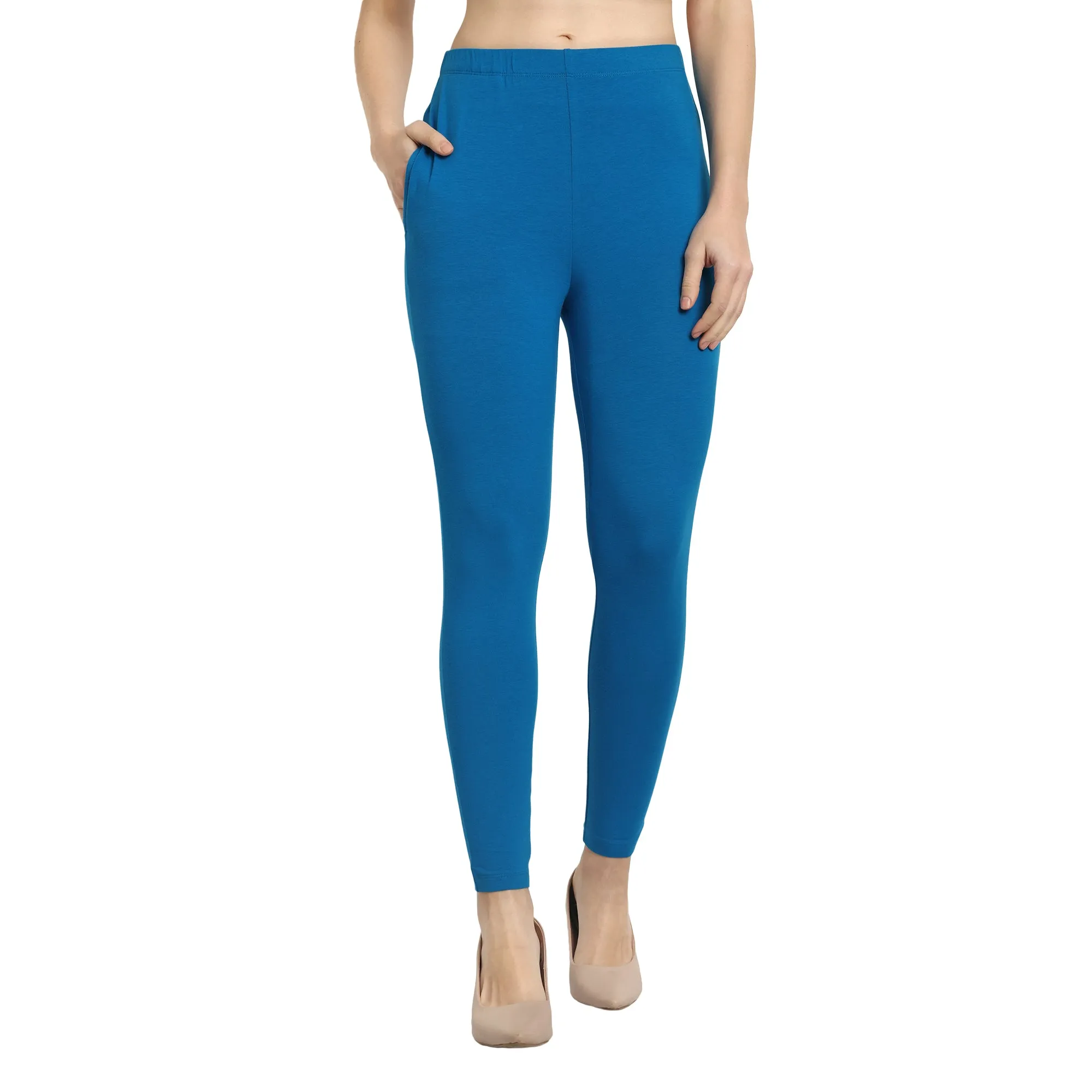 Women Turquoise Blue Ankle Length Legging