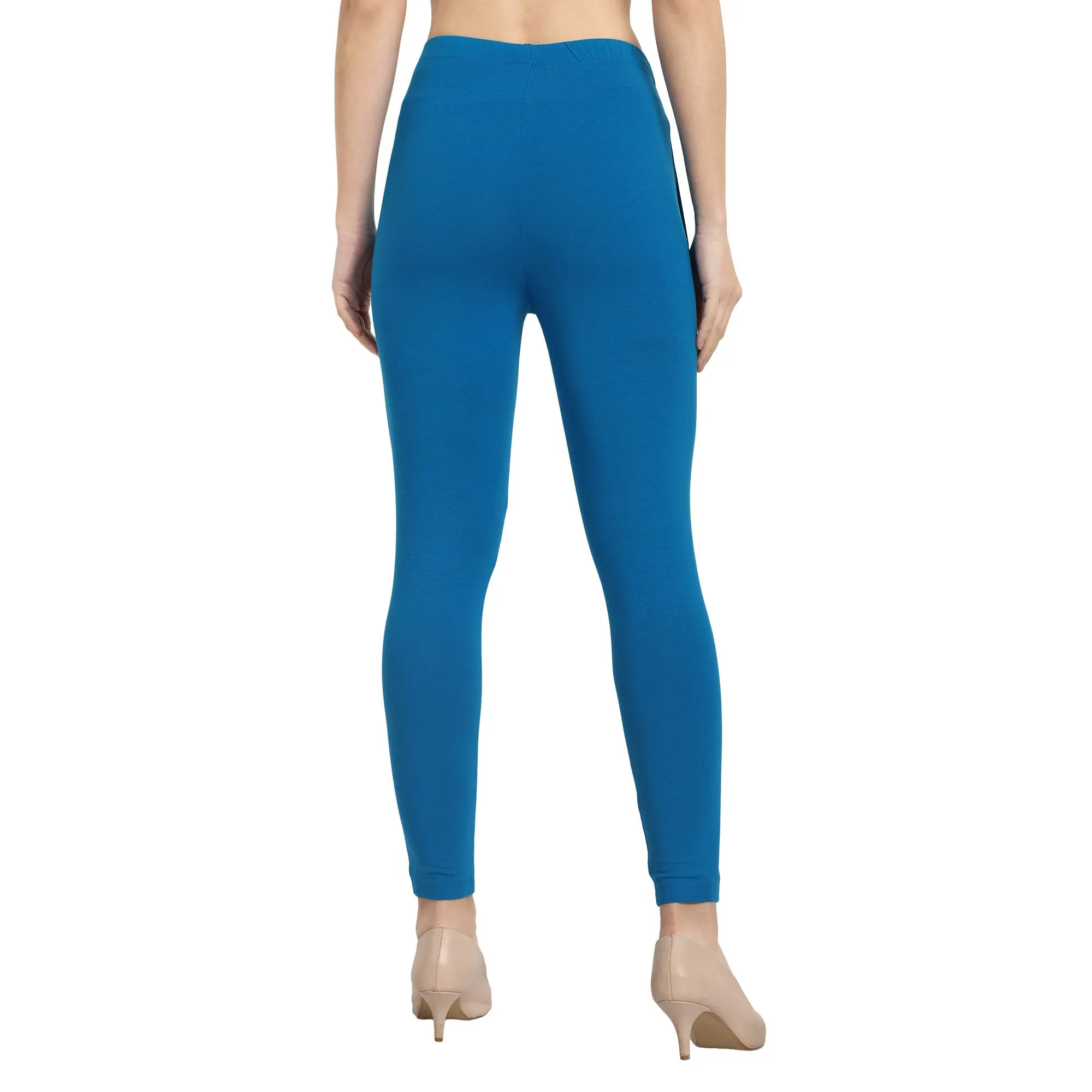 Women Turquoise Blue Ankle Length Legging