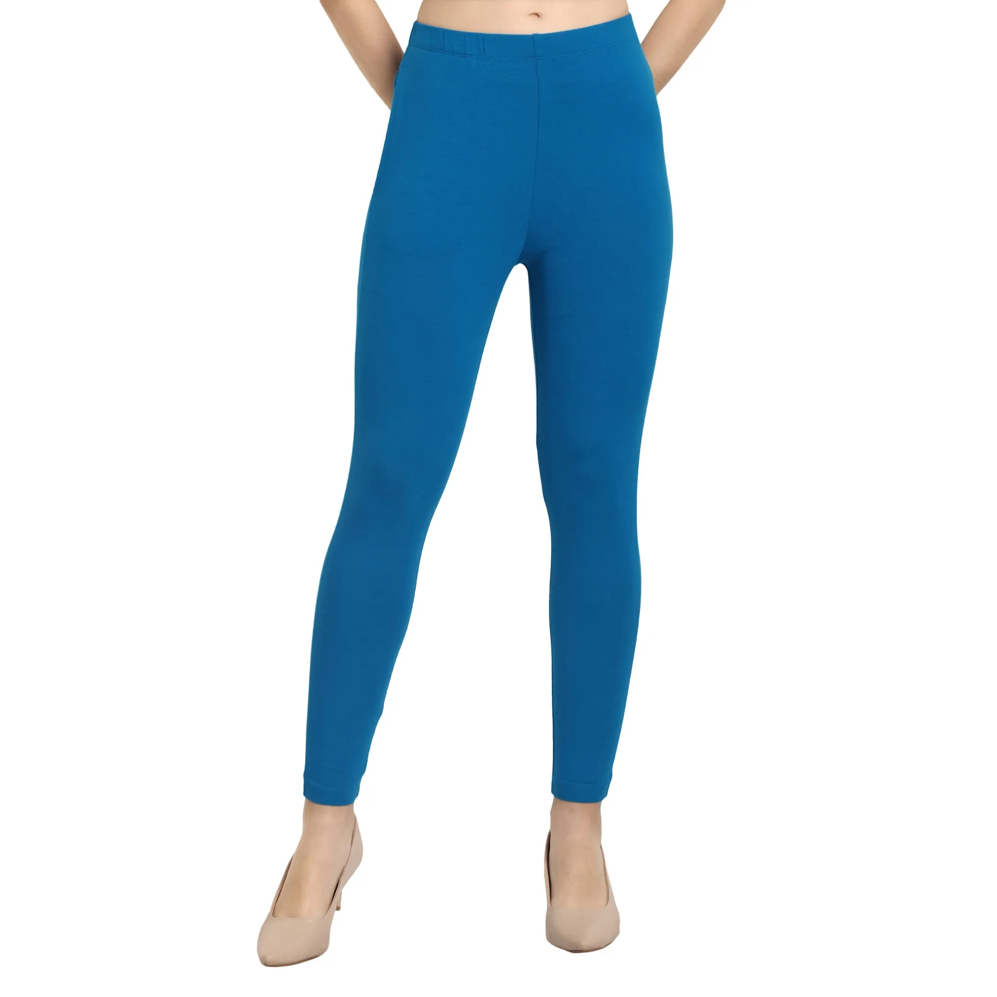 Women Turquoise Blue Ankle Length Legging