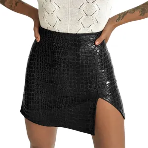 Women's Black Mini PU Leather Skirt / Sexy Pencil Skirts High Waist