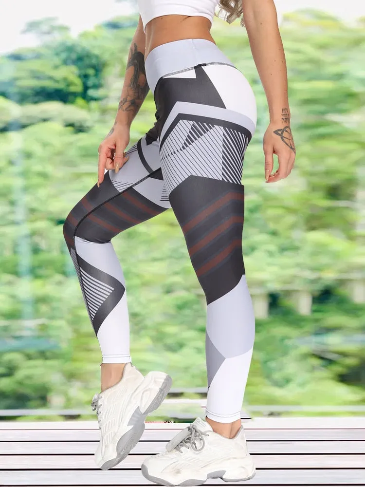 Women's Casual Slim Iridescent Reflective Material Printed Fitness Leggings Slim Stretch Elastic Glow in Dark Pants Trousers