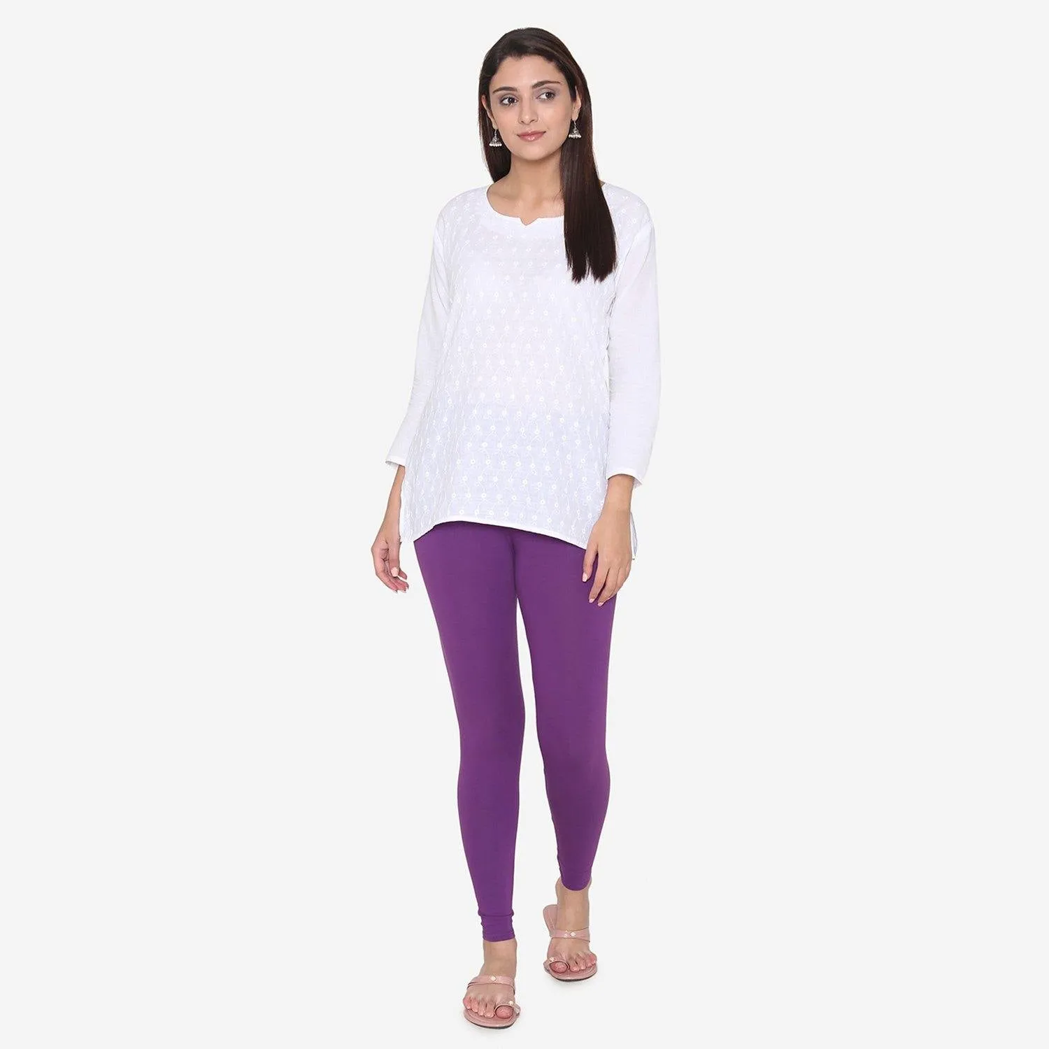 Women's Cotton Ankle leggings (Free Size) - Imperial Purple