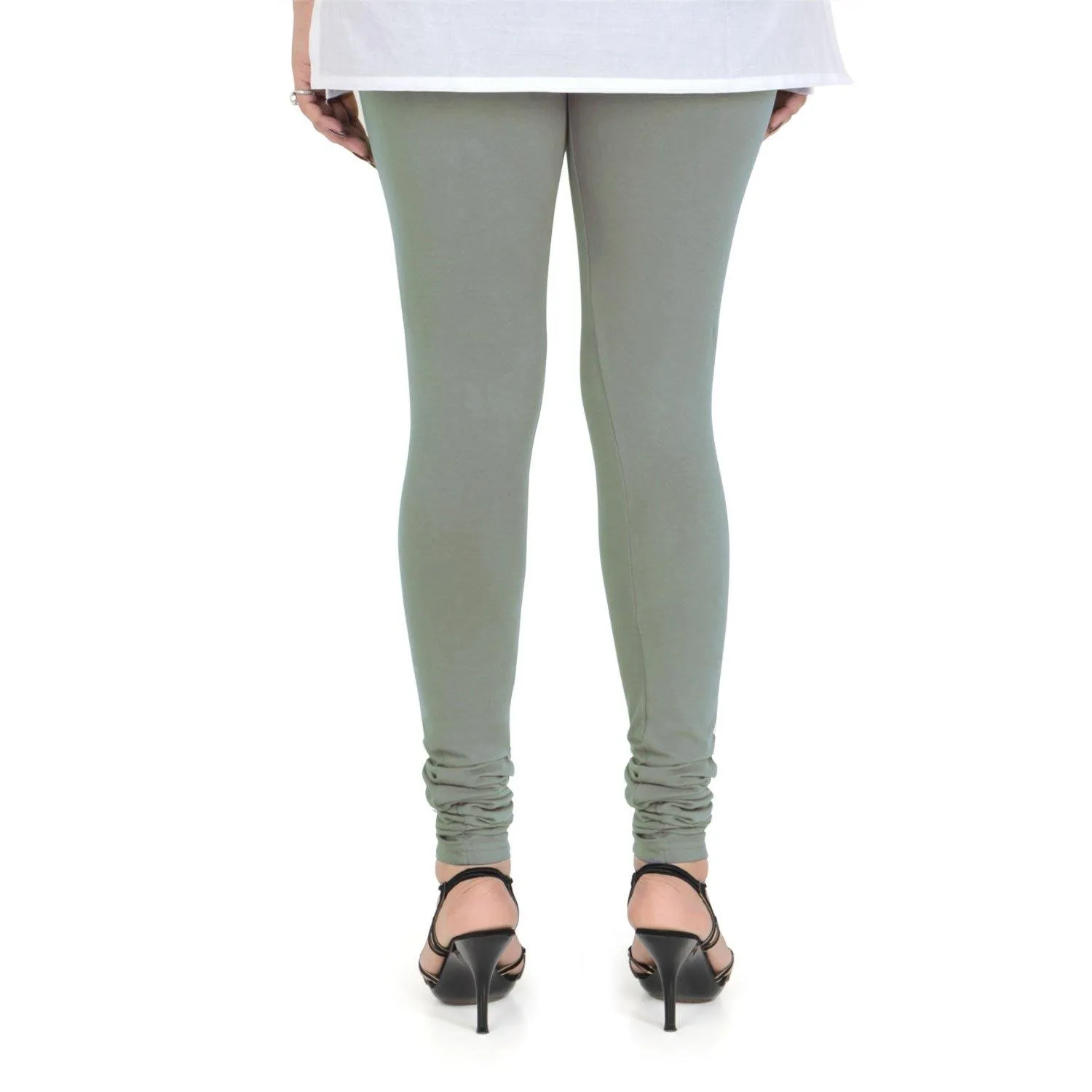 Women's Cotton Churidar Leggings (Free Size) - Dark Forest