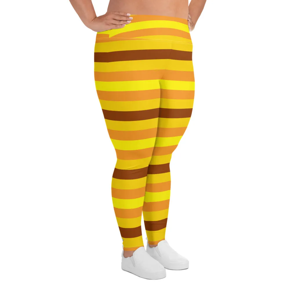 Women's High Waist Plus Size Striped Honey Comb Leggings Yoga Pants