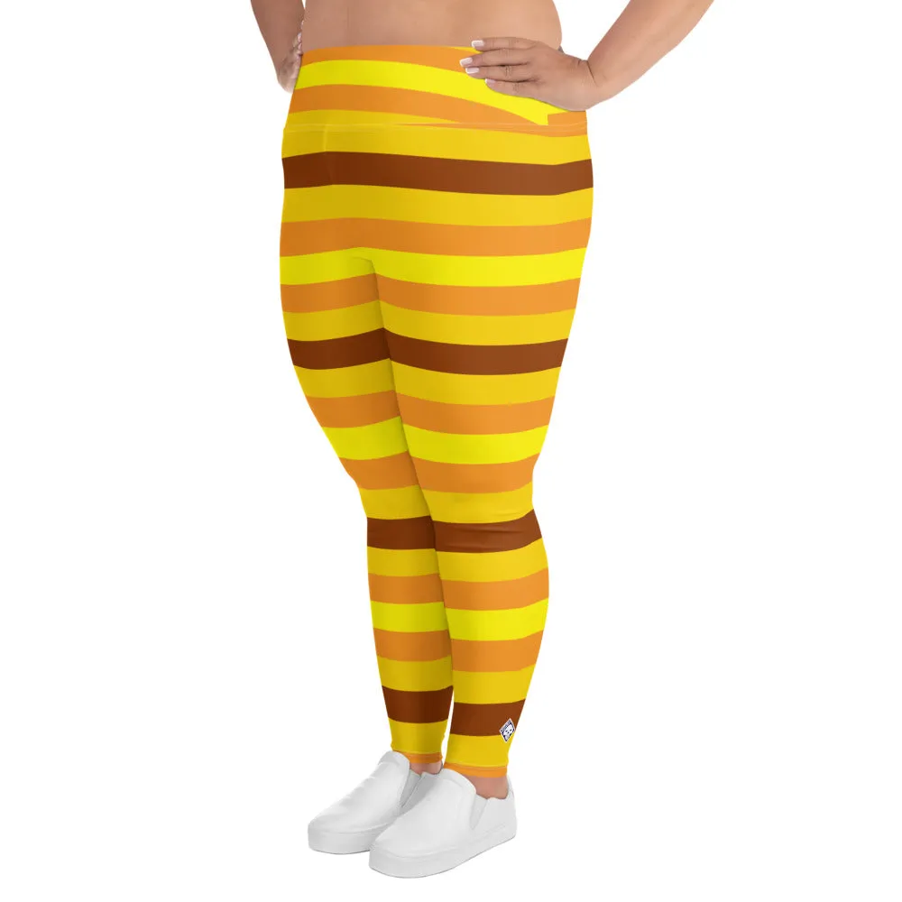 Women's High Waist Plus Size Striped Honey Comb Leggings Yoga Pants