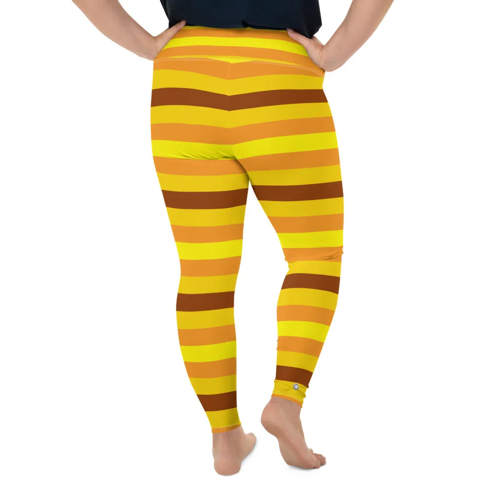 Women's High Waist Plus Size Striped Honey Comb Leggings Yoga Pants