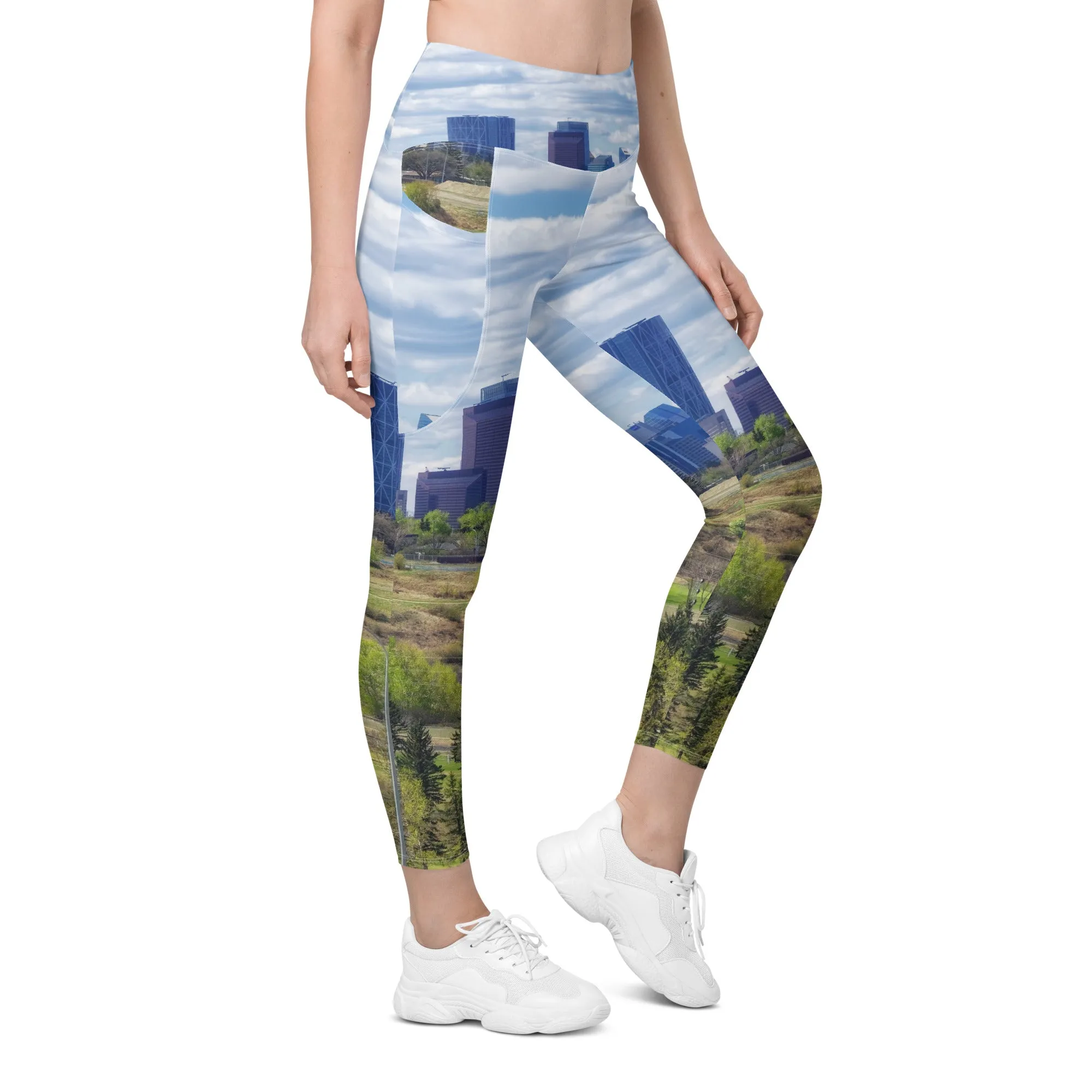 Women's Leggings with Pockets - Downtown Calgary Vista Heights Hill