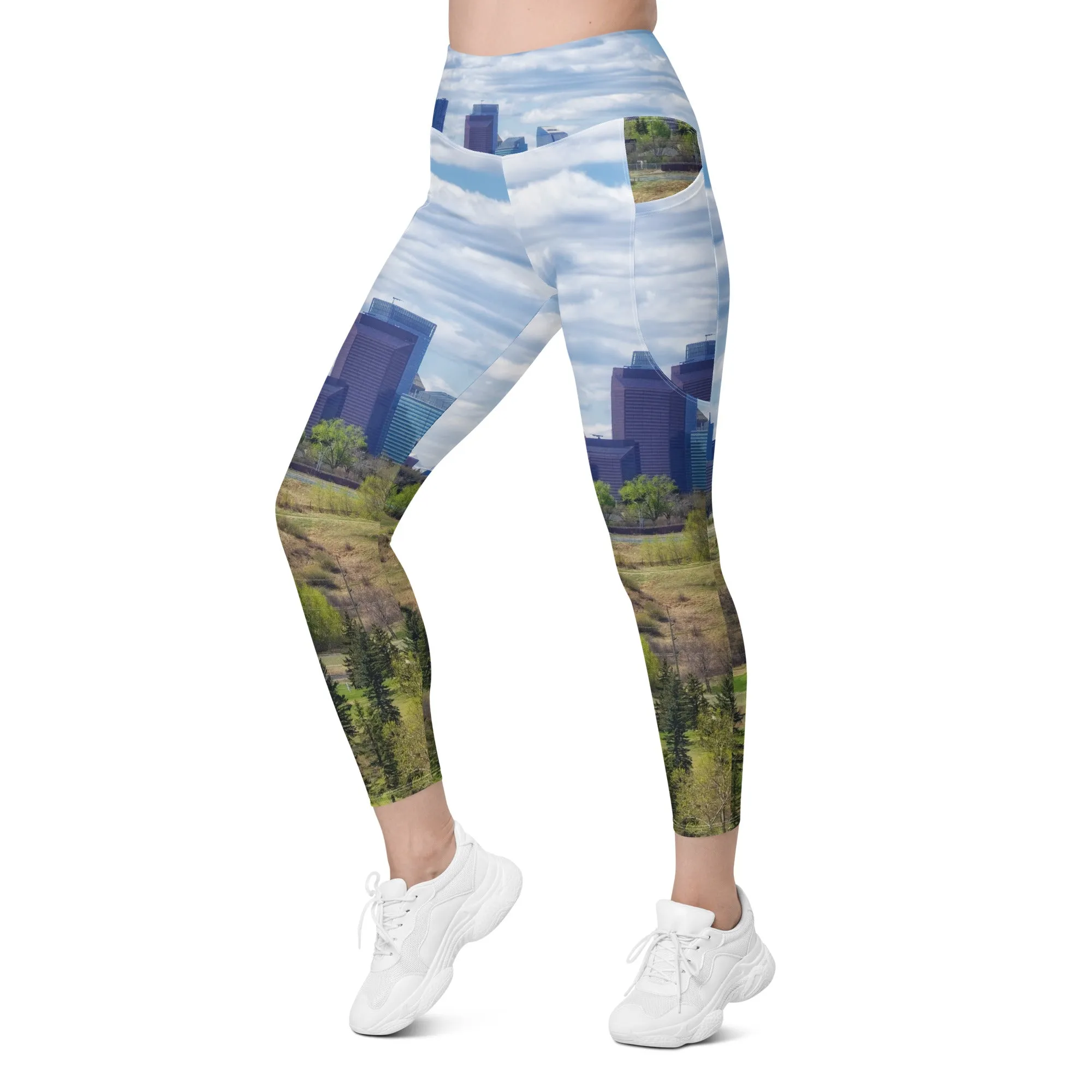 Women's Leggings with Pockets - Downtown Calgary Vista Heights Hill