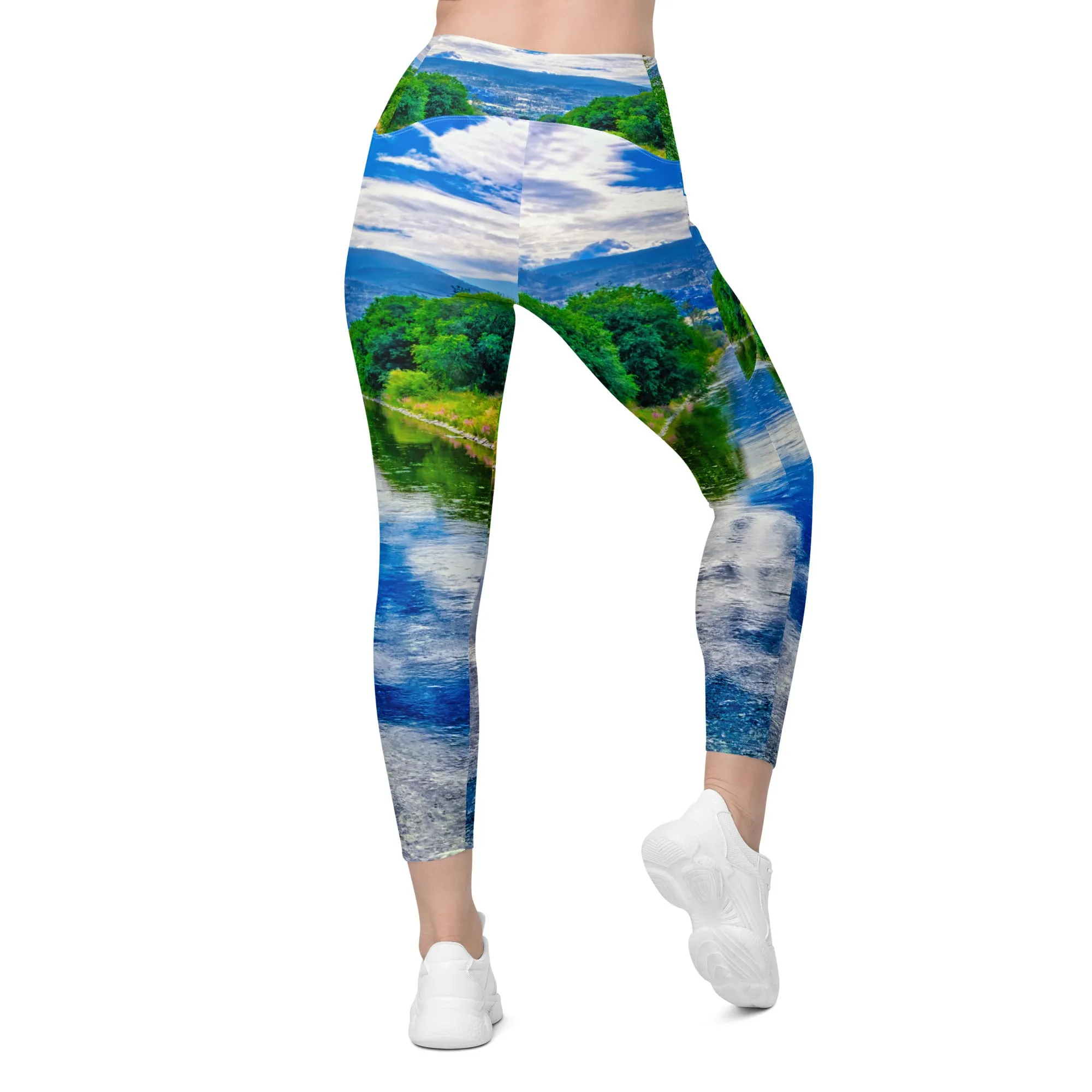 Women's Leggings with Pockets - Penticton Okanagan River Channel HDR