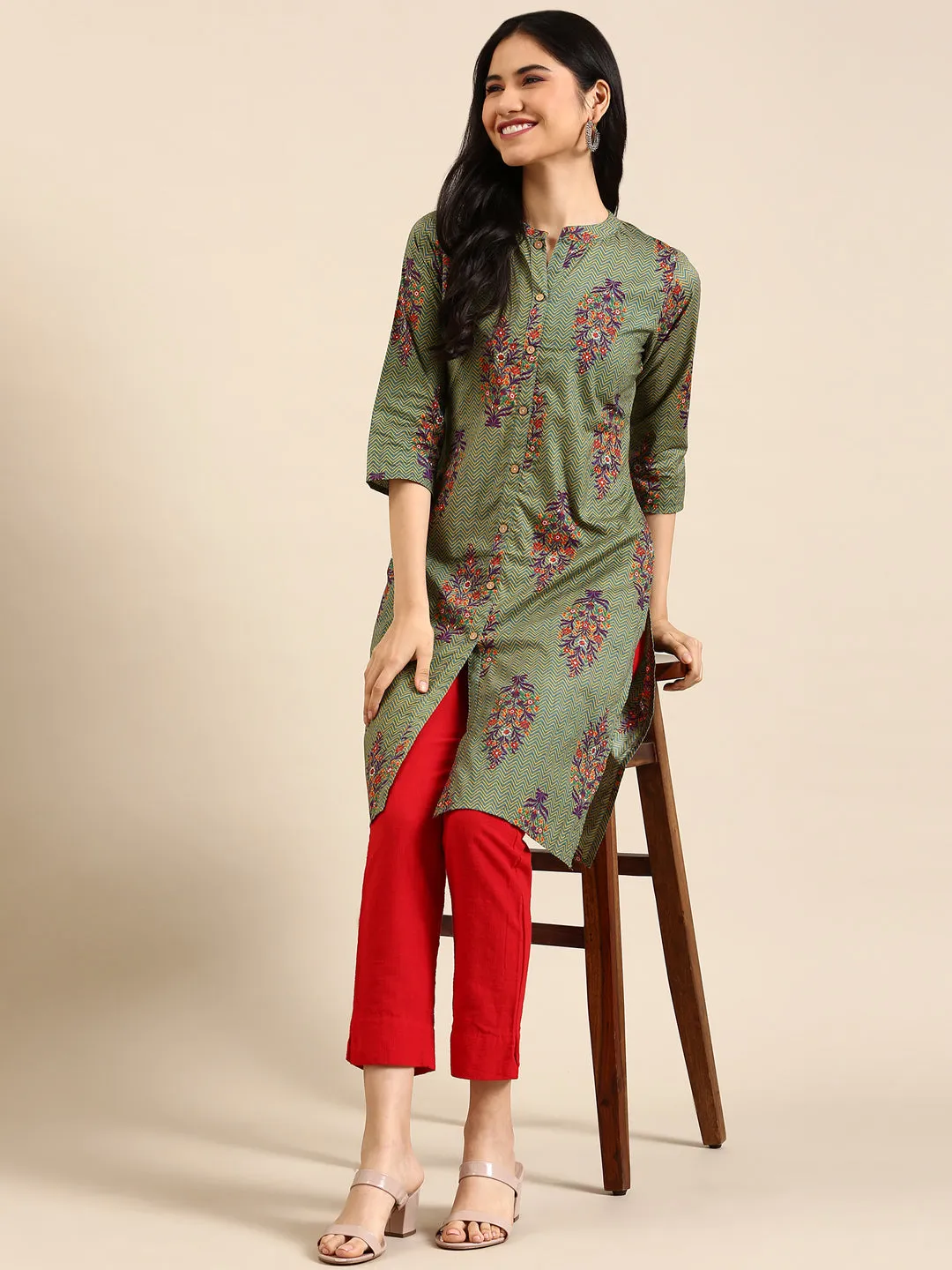 Women's Multicolour Printed Straight Kurta