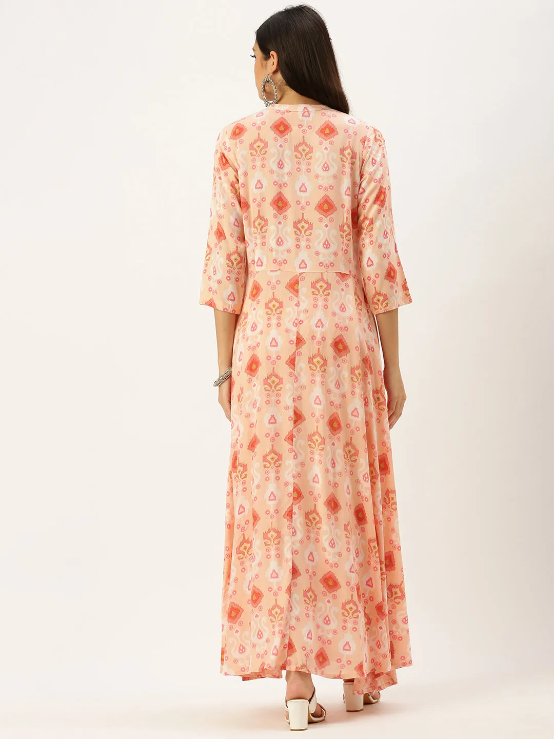 Women's Pink Printed Anarkali Kurtas