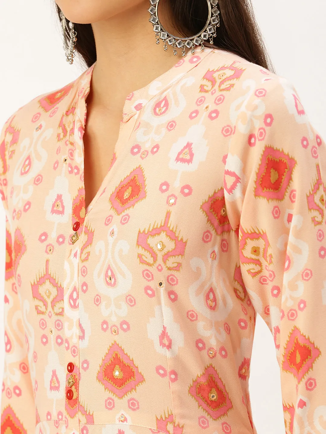 Women's Pink Printed Anarkali Kurtas