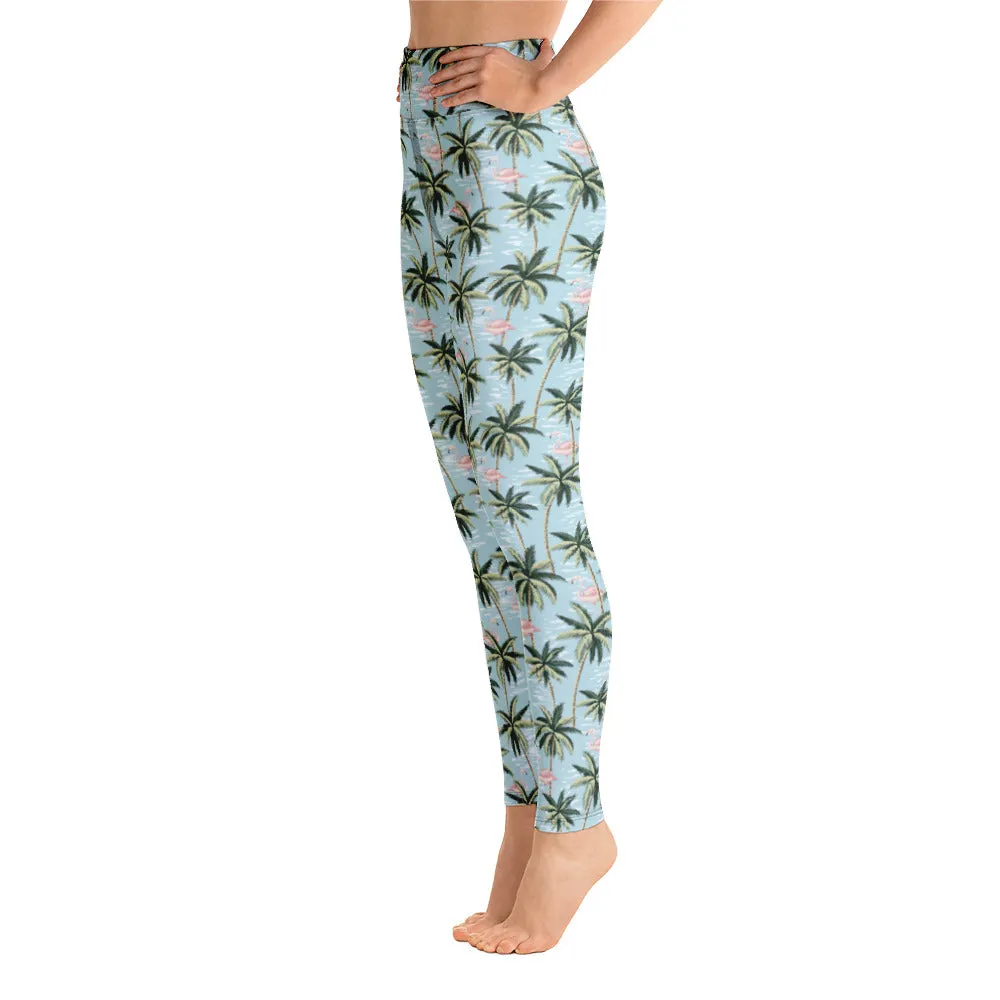 Womens Tropical Flamingo Yoga Leggings