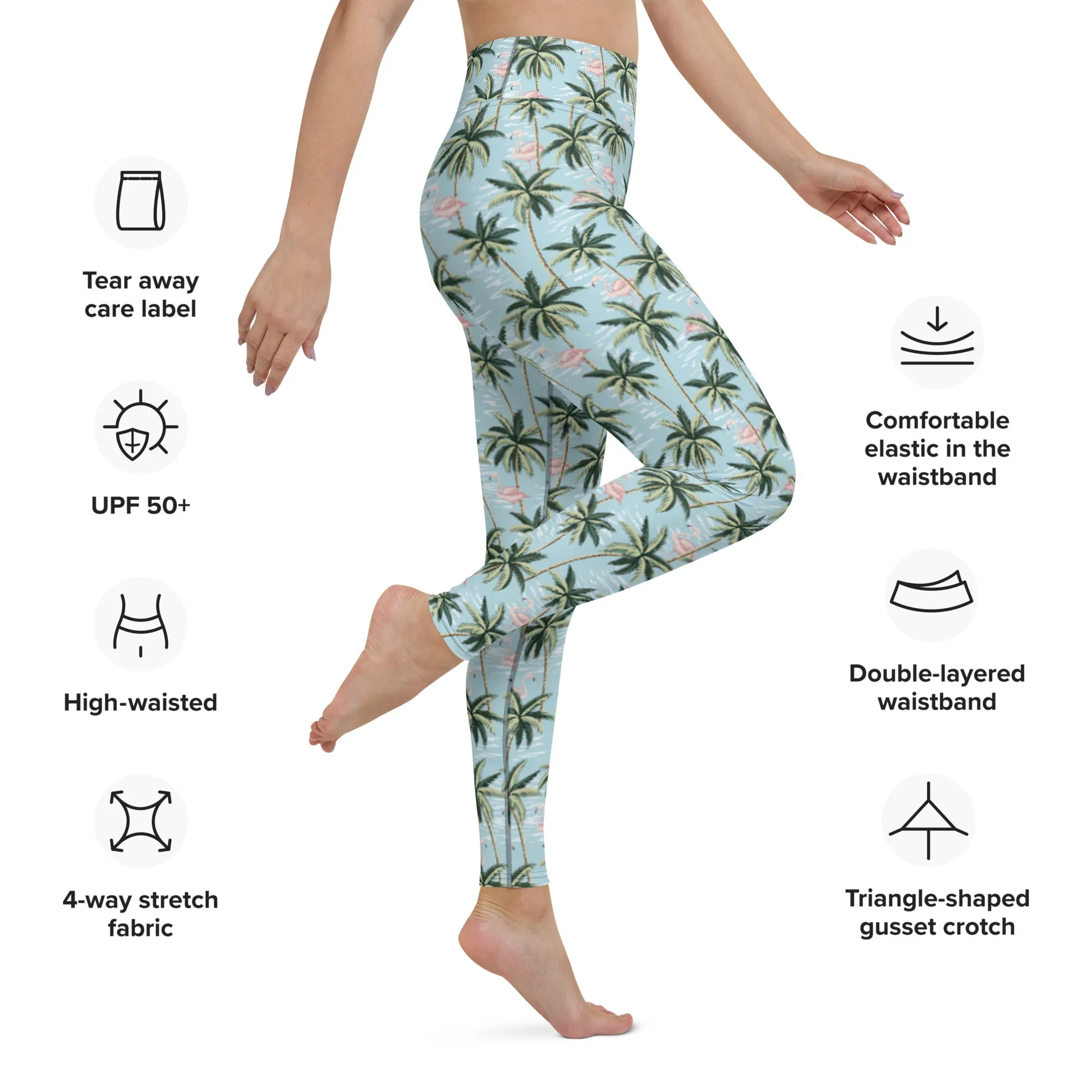 Womens Tropical Flamingo Yoga Leggings