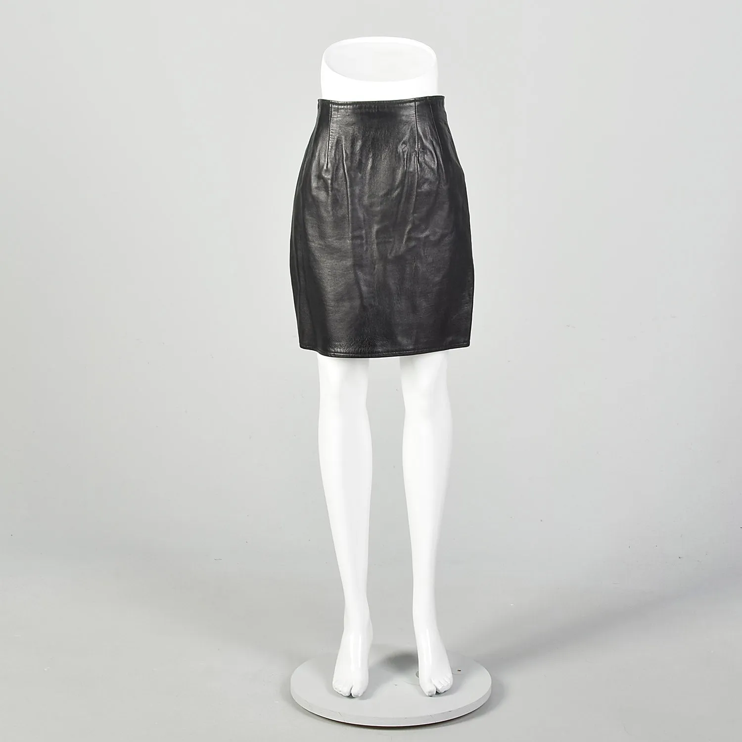 XS Black Leather Mini Skirt