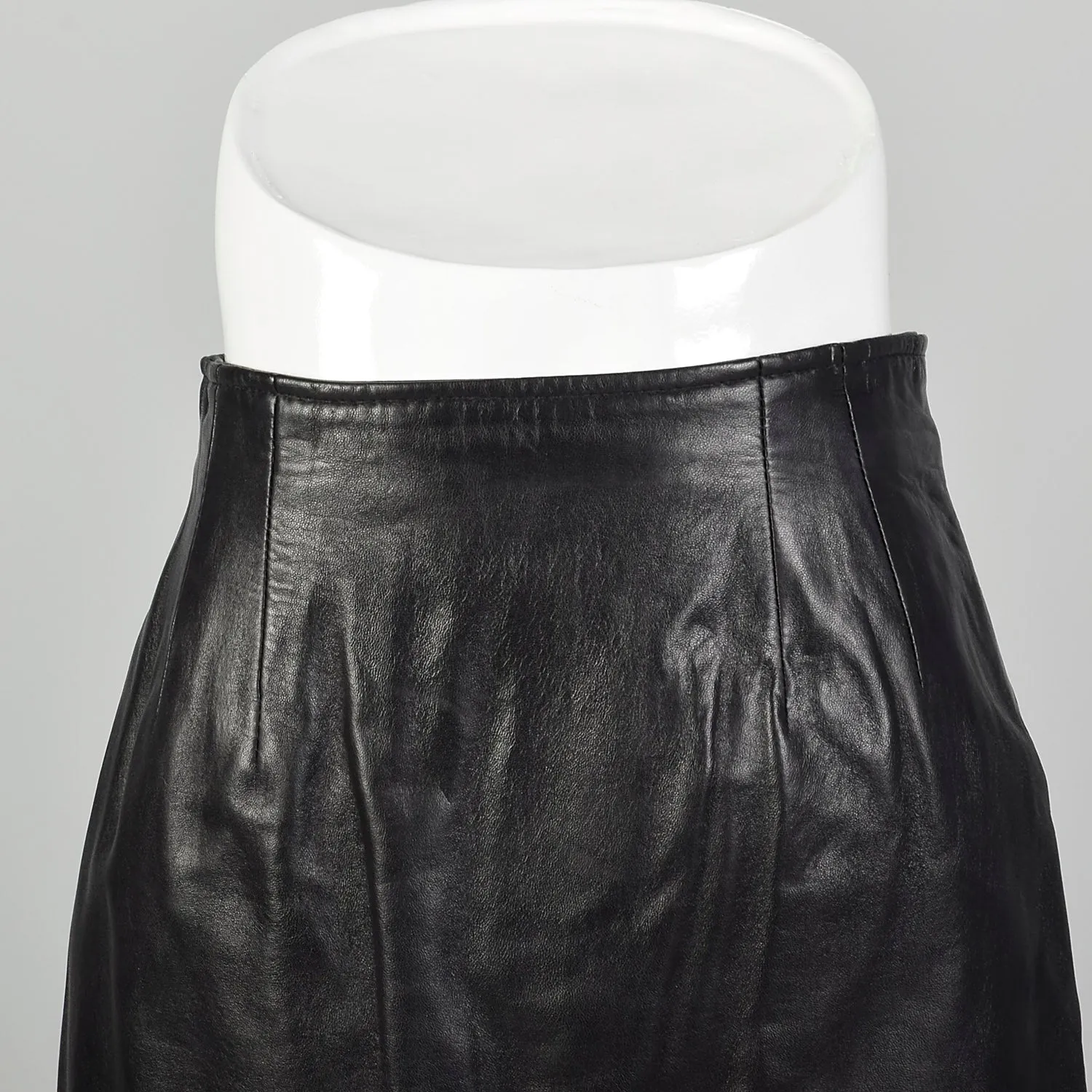 XS Black Leather Mini Skirt