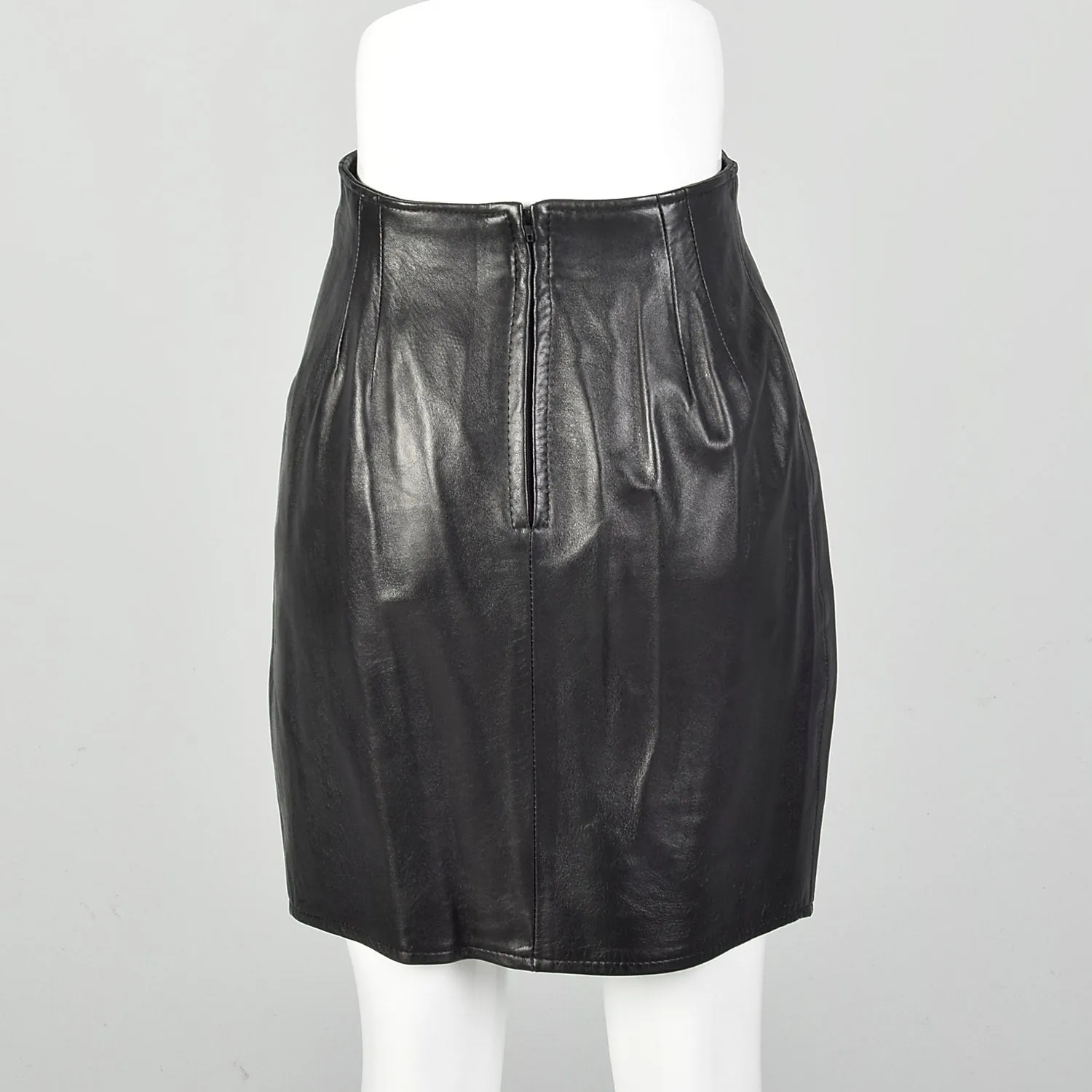 XS Black Leather Mini Skirt