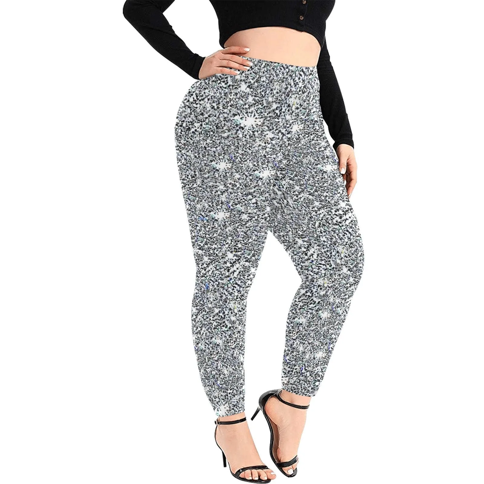 XXS-5XL Silver Sparkly High waisted Leggings,casual,gym/yoga/lounge/chillout/party wear,Christmas/Thanksgiving/Birthday/New Year/Ladies Gift