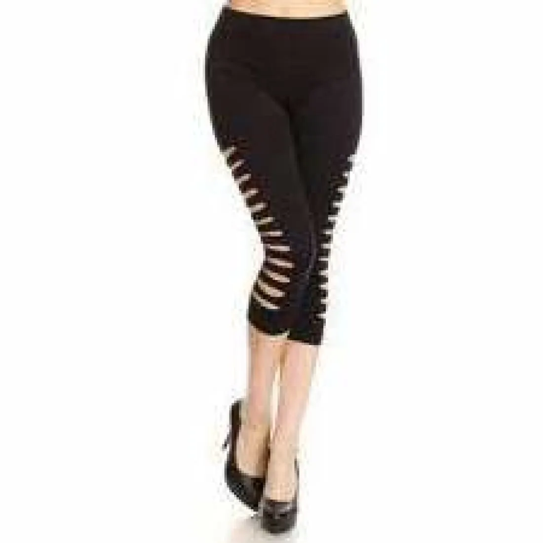 Yelete Ladies' Cut Out Side Detail Capri Leggings